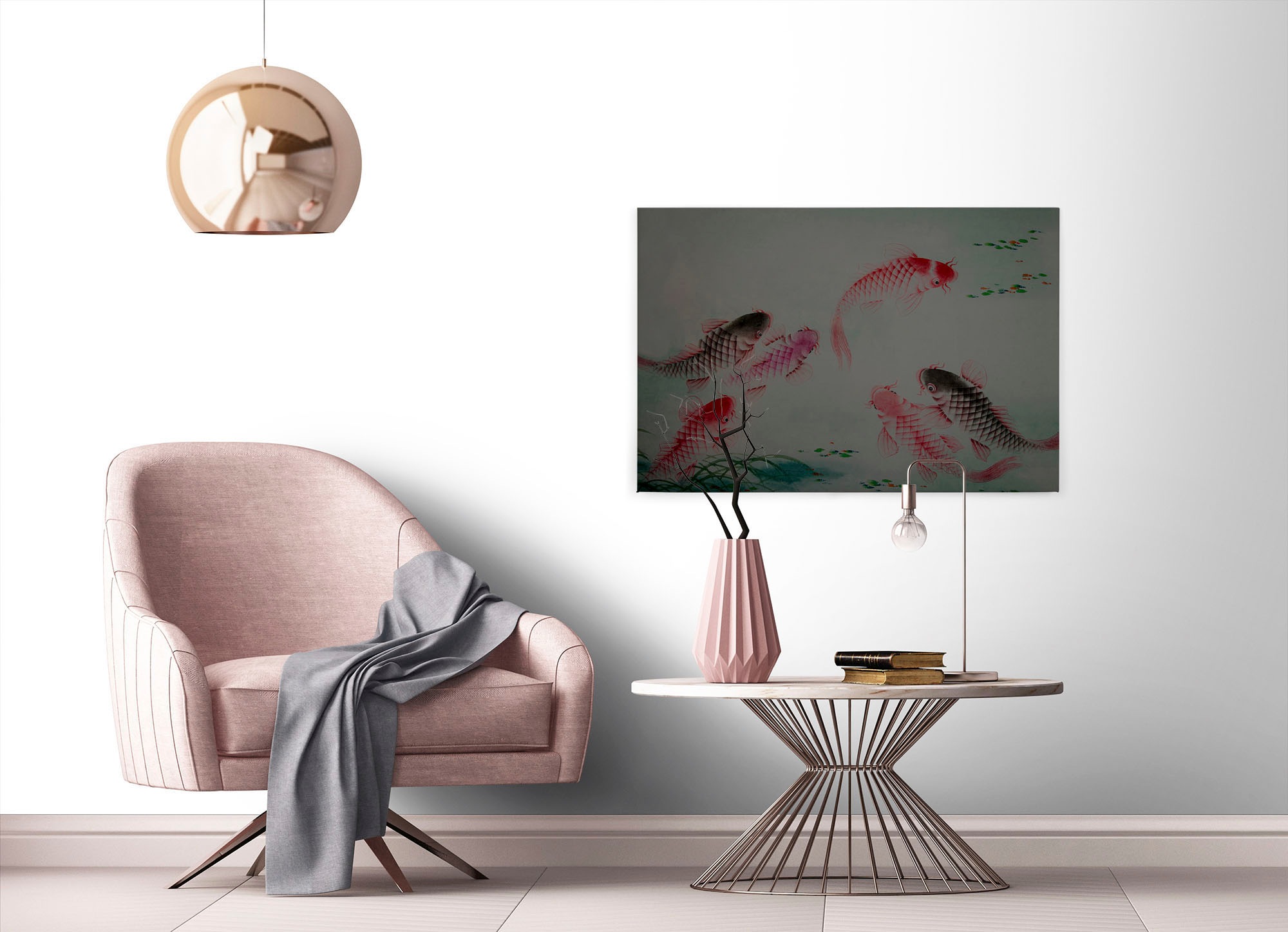 A.S. Création Leinwandbild »dancing kois«, Kunst-Tiere-Kinder, (1 St.), Keilrahmen Bild Fische Asiatisch Koi Leinwand-Bild Wohnzimmer modern