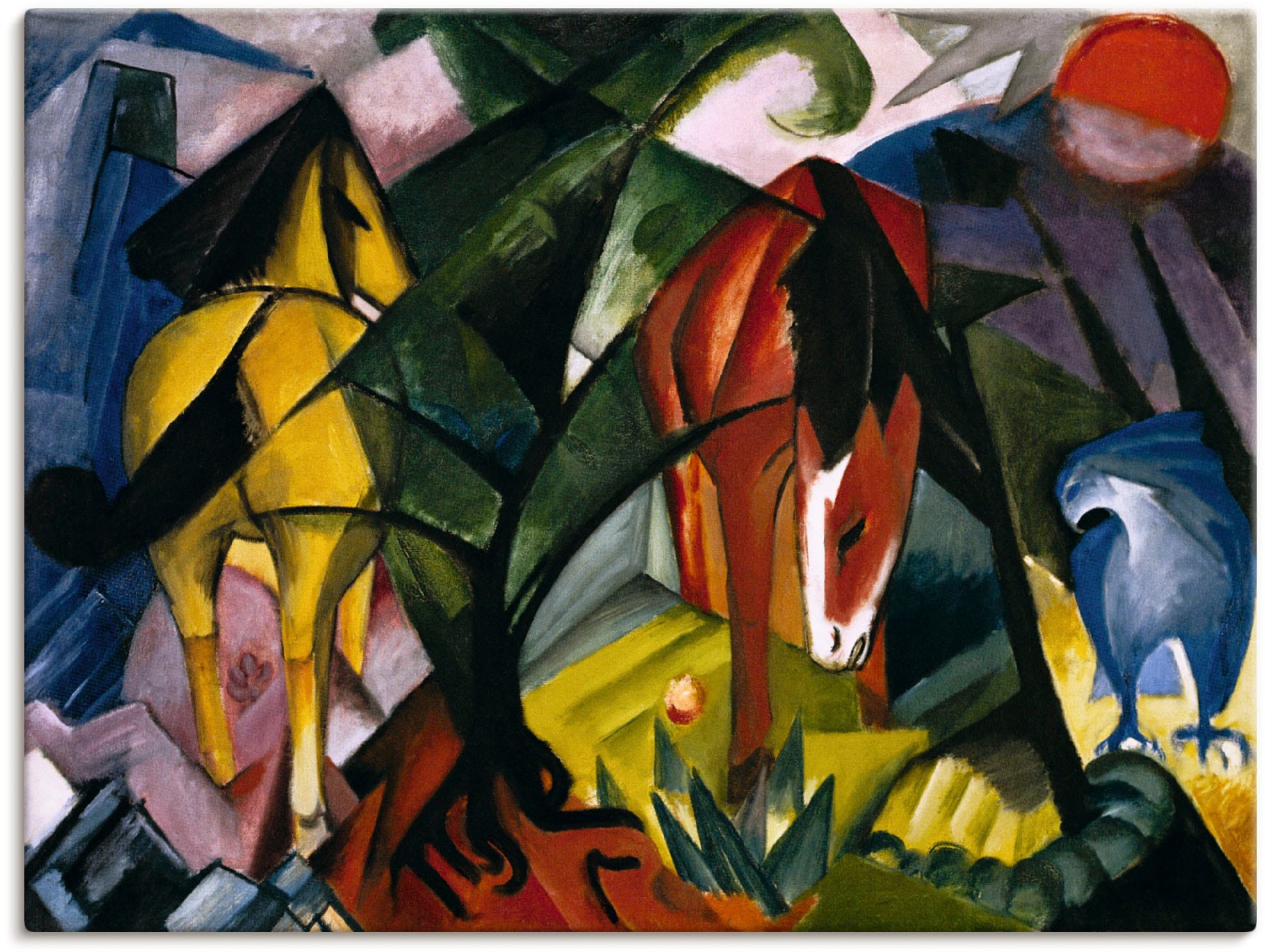 Artland "Pferde und Adler. 1912" Haustiere 1 Stk. tlg. als Leinwandbild, Po günstig online kaufen