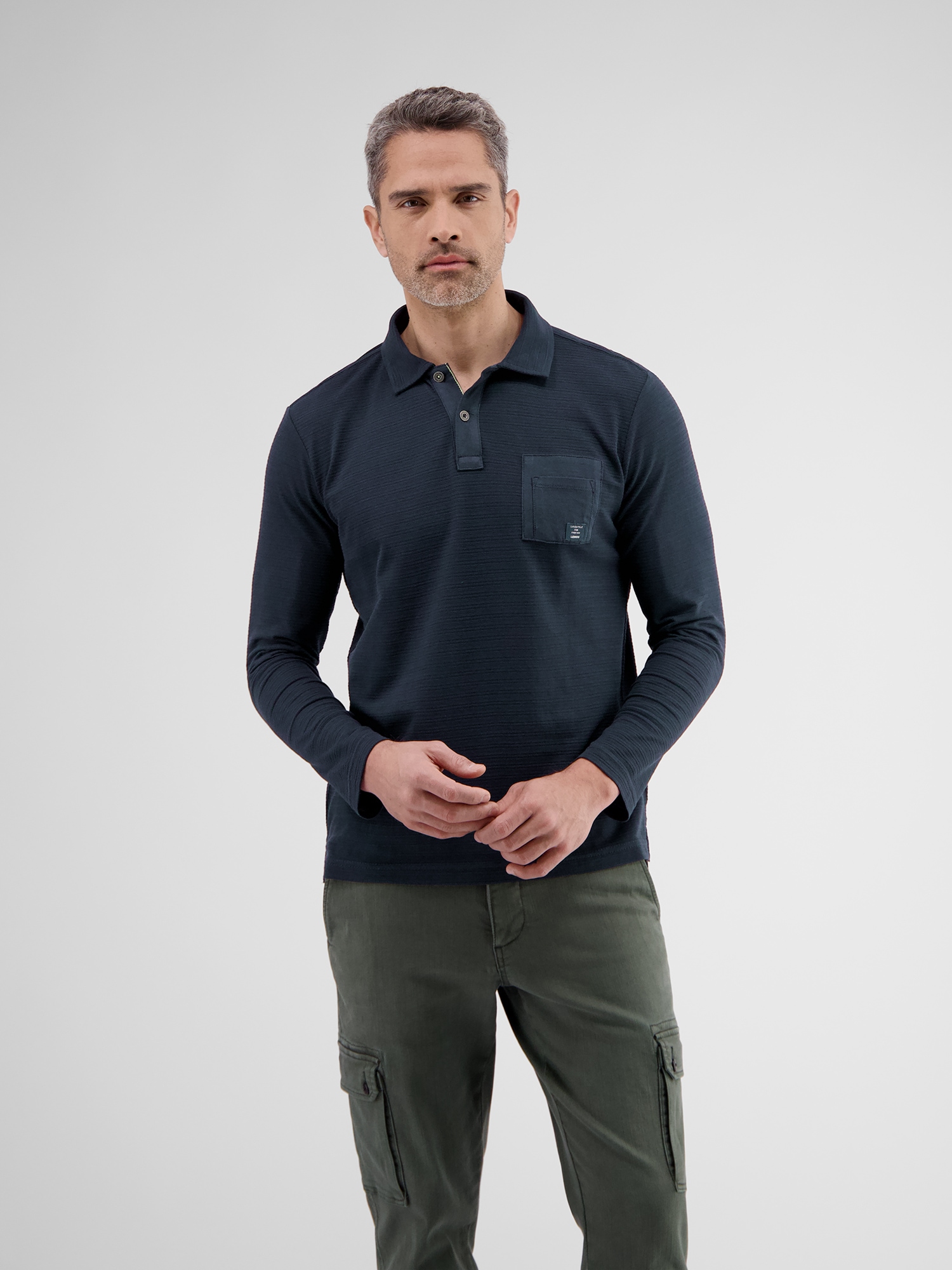 LERROS Poloshirt »LERROS Langarmpolo in Struktur-Baumwollqualität«