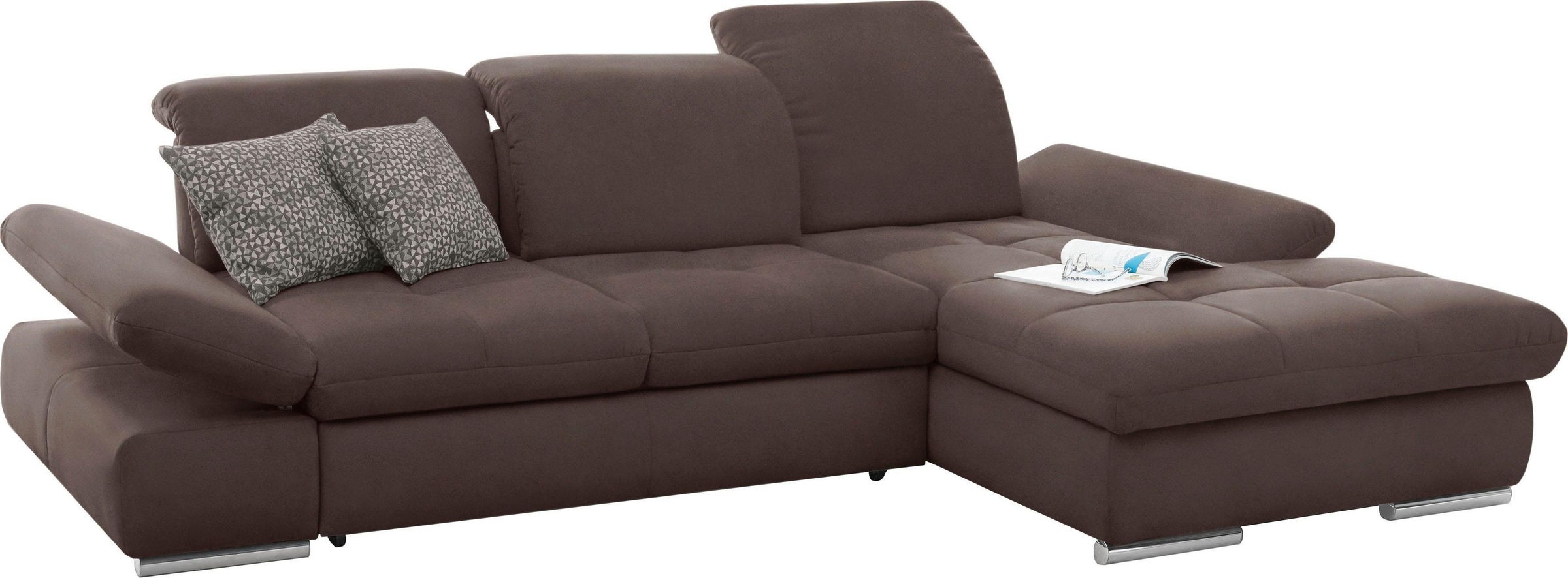 set one by Musterring Ecksofa »SO4100 V«, mit verstellbaren Kopfteilen, wahlweise mit Funktionen, Cord-Bezug