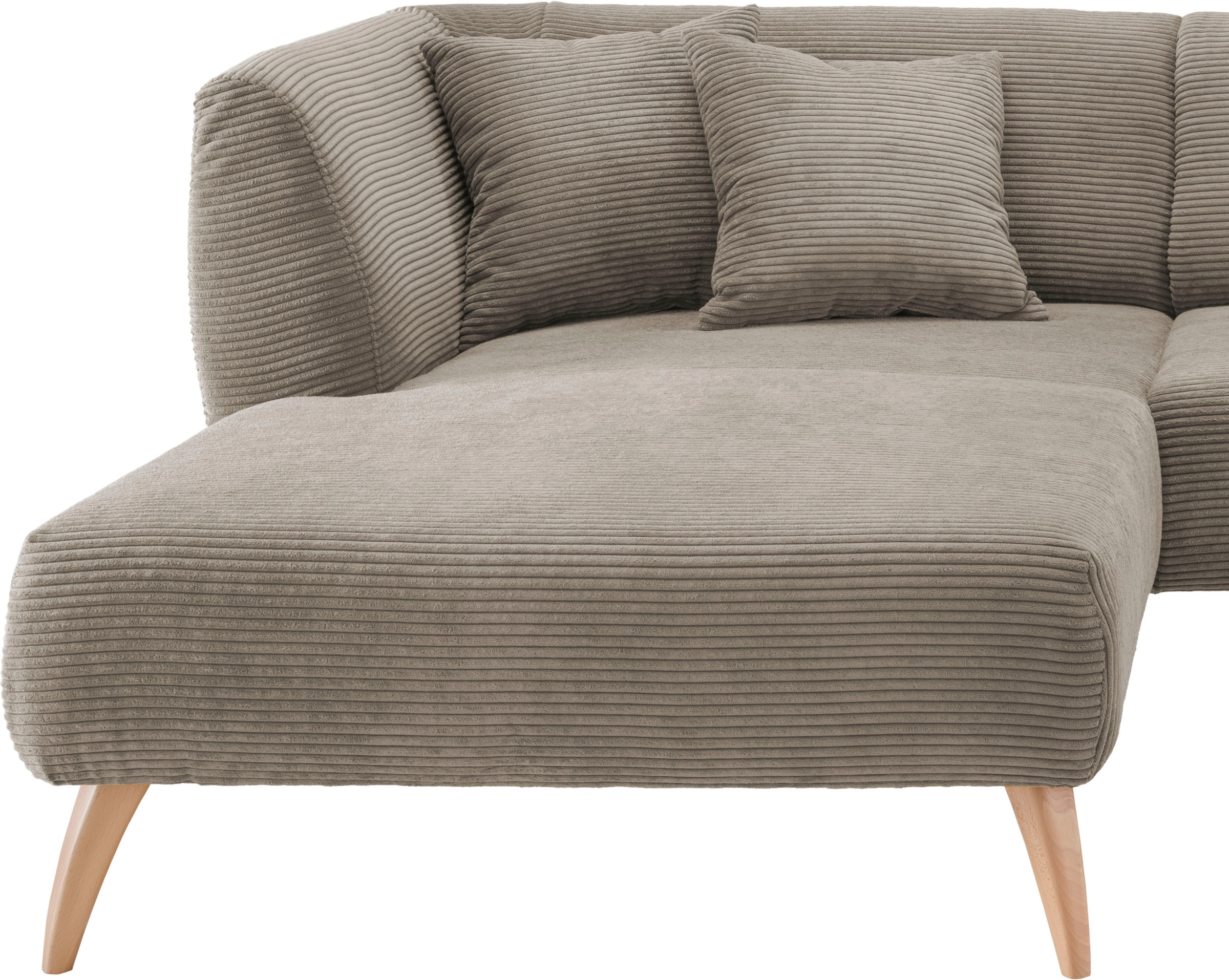 INOSIGN Ecksofa »Colori L-Form«, Holzfußfarbe wählbar, inkl. 4x Zierkissen