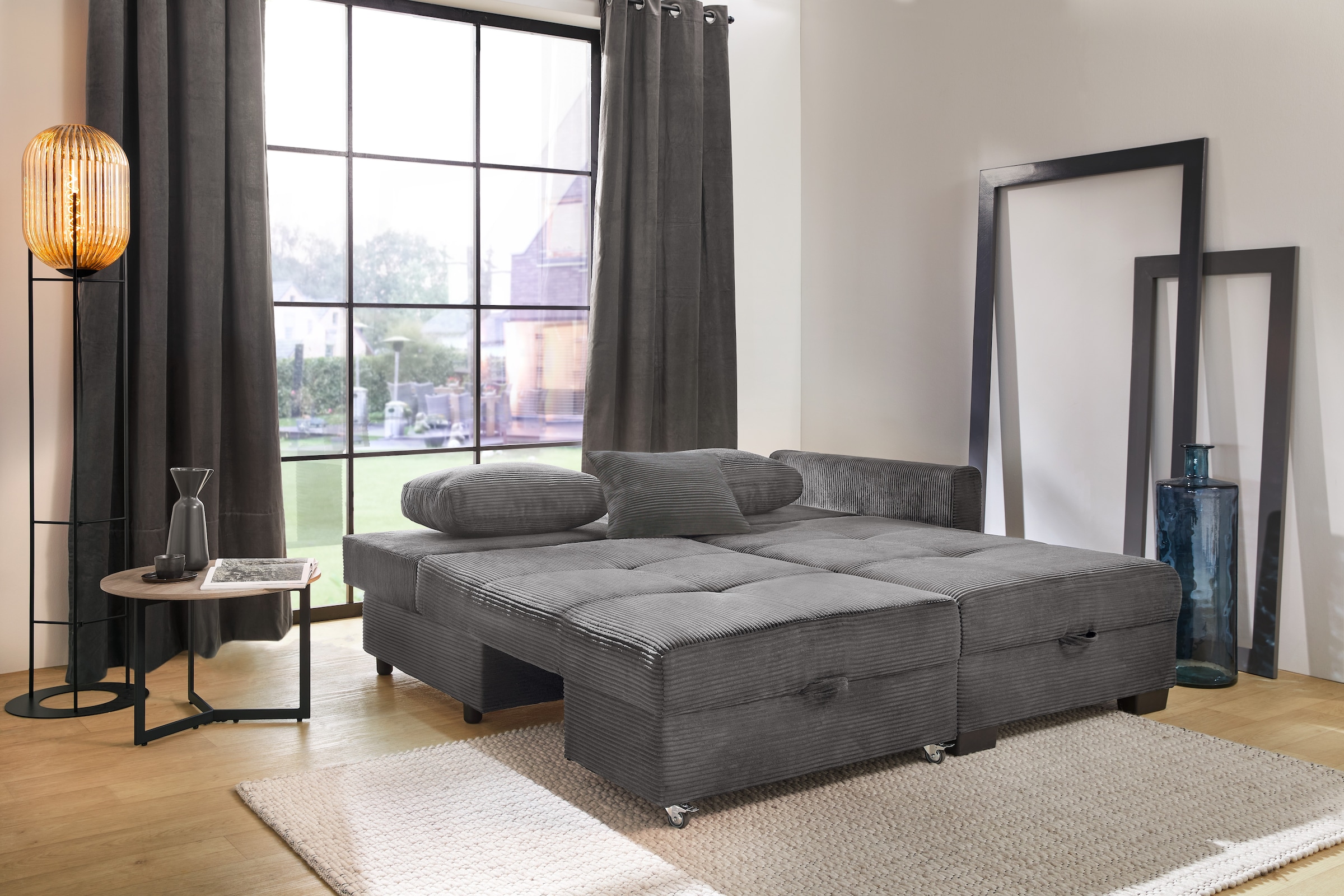 Jockenhöfer Gruppe Ecksofa »Fantasy, Dreh-Schwenk-Ottomane«, inklusive Relax- und Schlaffunktion, Ottomane links/ rechts montierbar