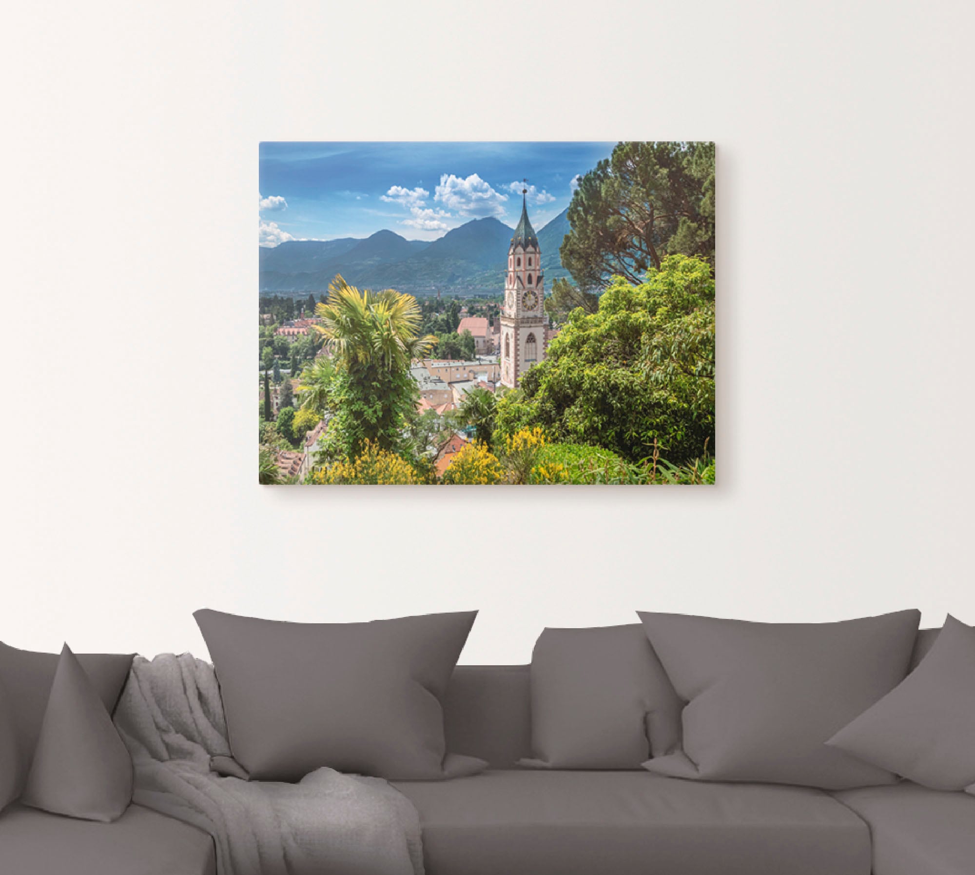Artland Leinwandbild »Meran Idyllischer Blick über die Stadt«, Europa, (1 St.), auf Keilrahmen gespannt