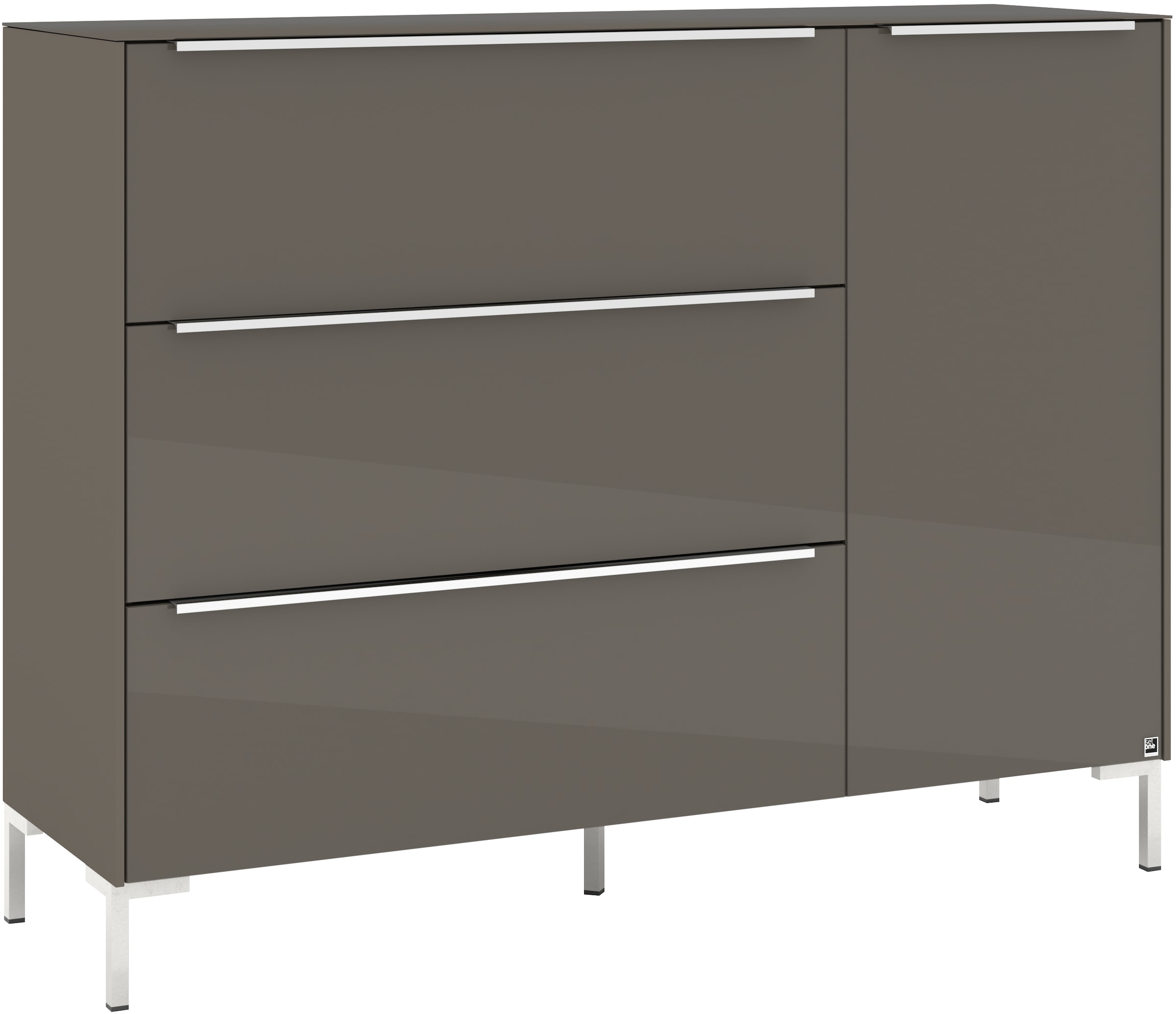 Sideboard, B:137cm H:108cm T:42cmanthrazit matt lack, glas anthrazit glanz, SET ONE BY MUSTERRING, Glas, Holzwerkstoff, Wohnzimmer, Sideboards,