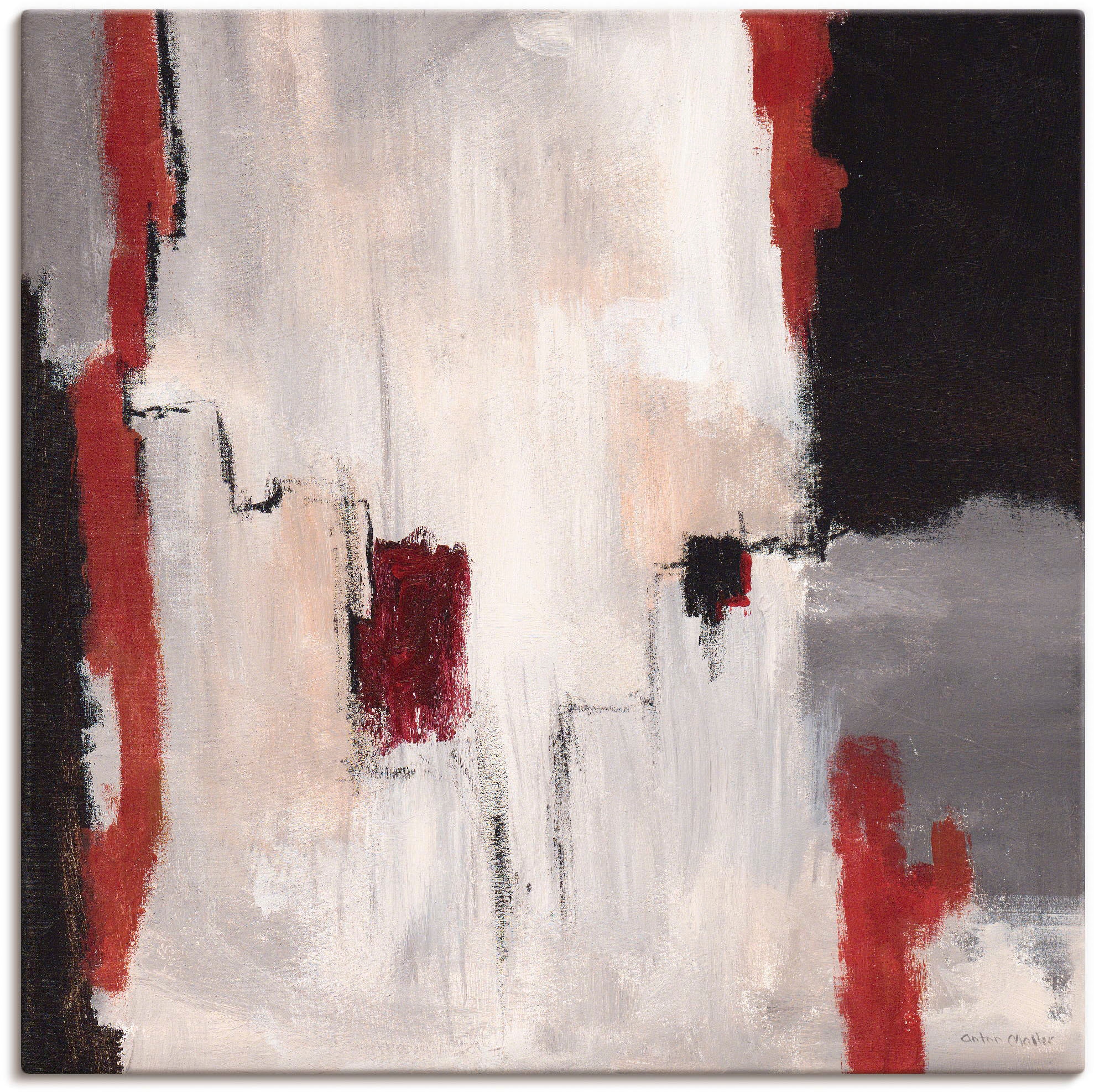 Artland Wandbild "Rot an Grau I - Abstrakt" Gegenstandslos 1 Stk. tlg. als günstig online kaufen