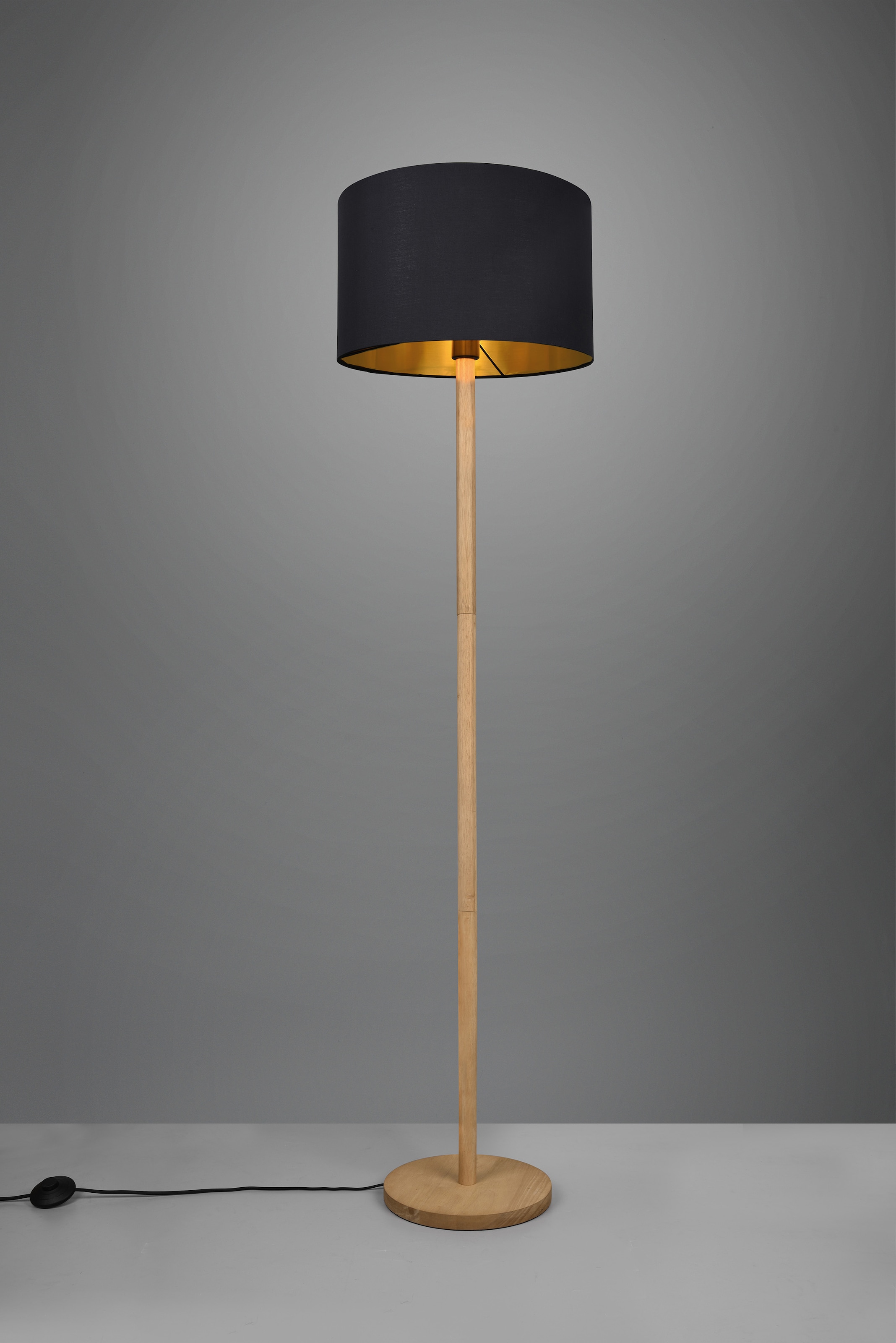 Home affaire Stehlampe »Marleen«, BAUR im 1 Schwarz/Gold Stoffschirm | flammig-flammig, in Sale Farbkombination Massivholz, der