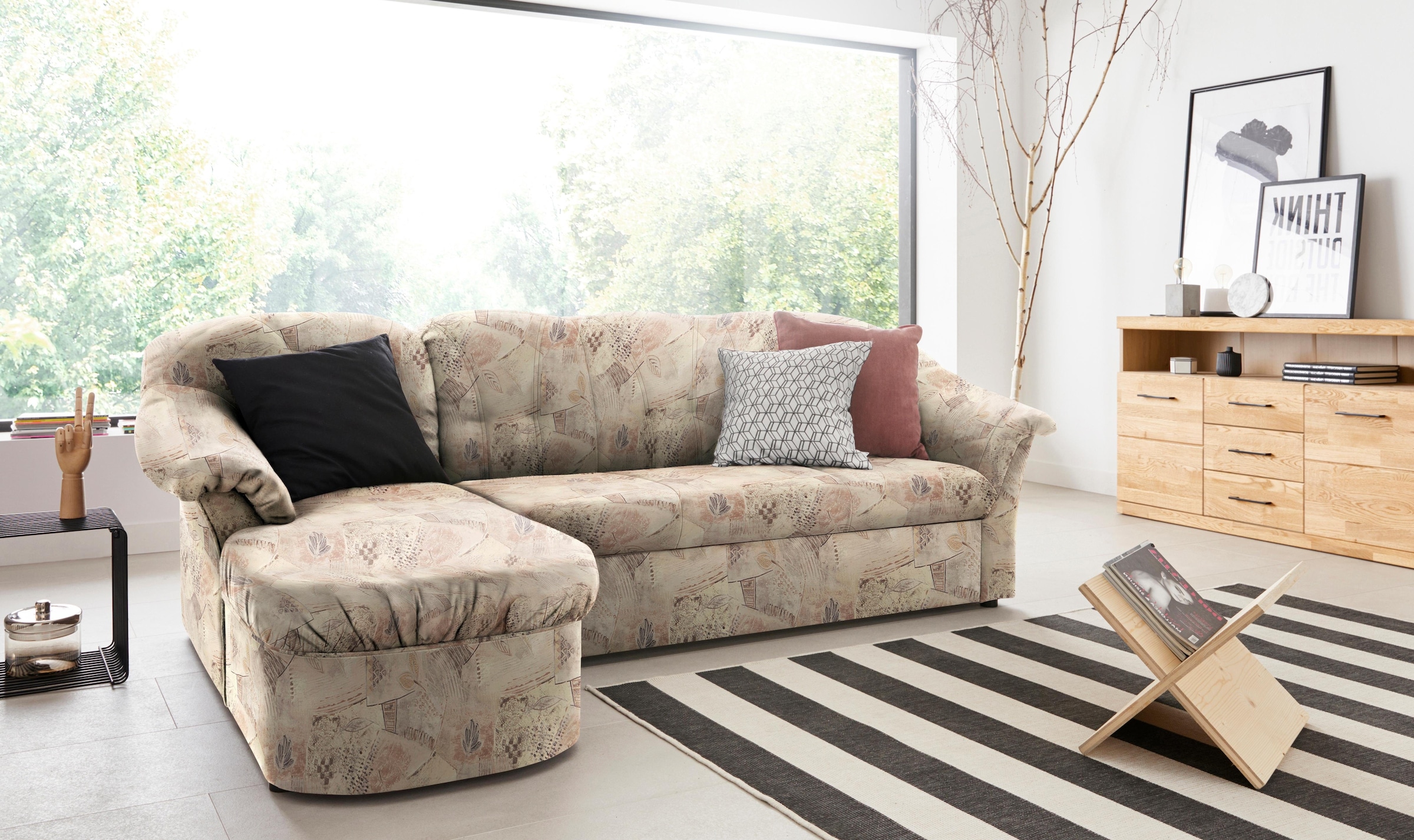 DOMO collection Ecksofa "Pegnitz, elegante Rückensteppung, kompakte Stellma günstig online kaufen