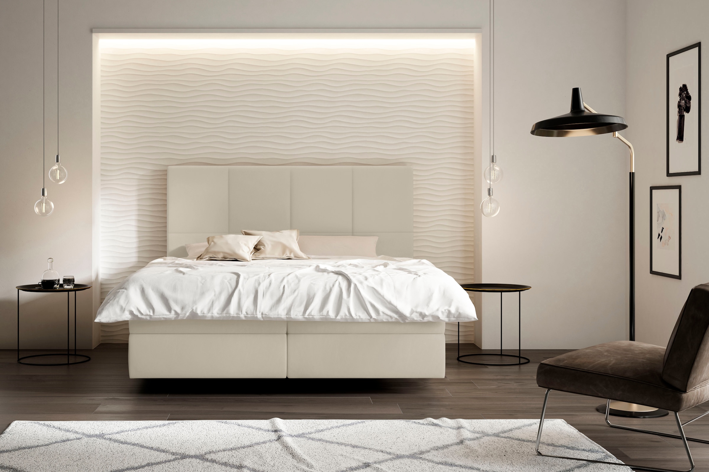 Boxspringbett »Saga«, mit BULTEX® inklusive Topper in Schwebeoptik, Kopfteilhöhe 133 cm