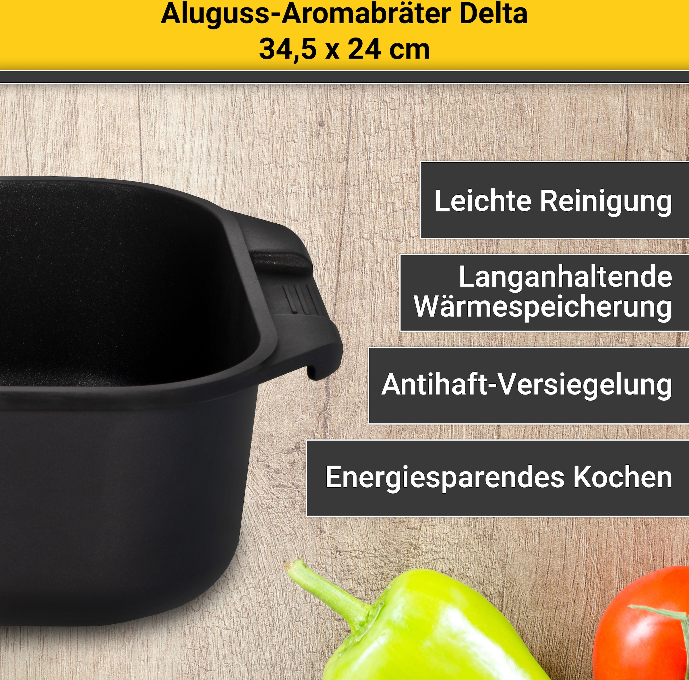 Krüger Bräter »Delta«, Aluminiumguss, (1 tlg.), Glasdeckel mit Aromaknopf,  Induktion kaufen | BAUR