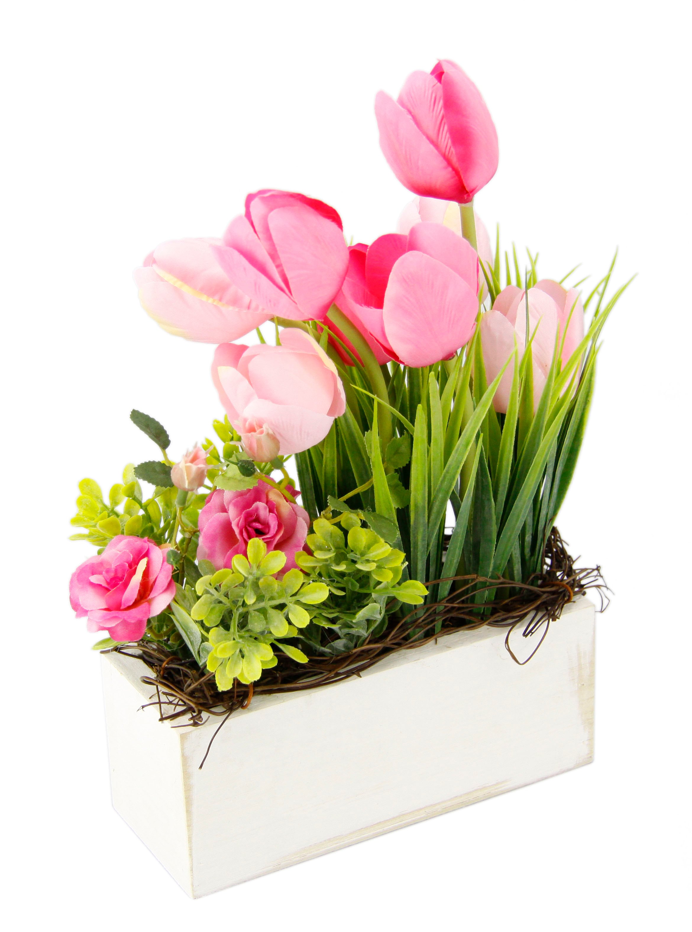 my home Gestecke »Tulpen Wildrosen und Gras«, Im Topf, aus Holz, Blumendeko  kaufen | BAUR
