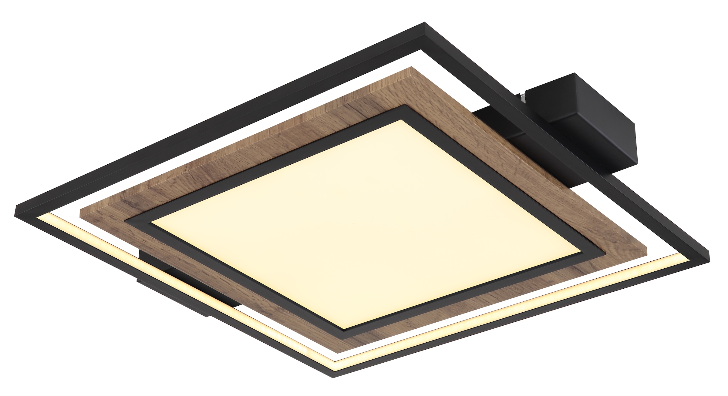 GLOBO LIGHTING Deckenleuchte »GABALDO« LED-Modul 1 Stk. Warmweiß Schwarze MDF-Deckenleuchte mit opalem Kunststoff, LED 36W