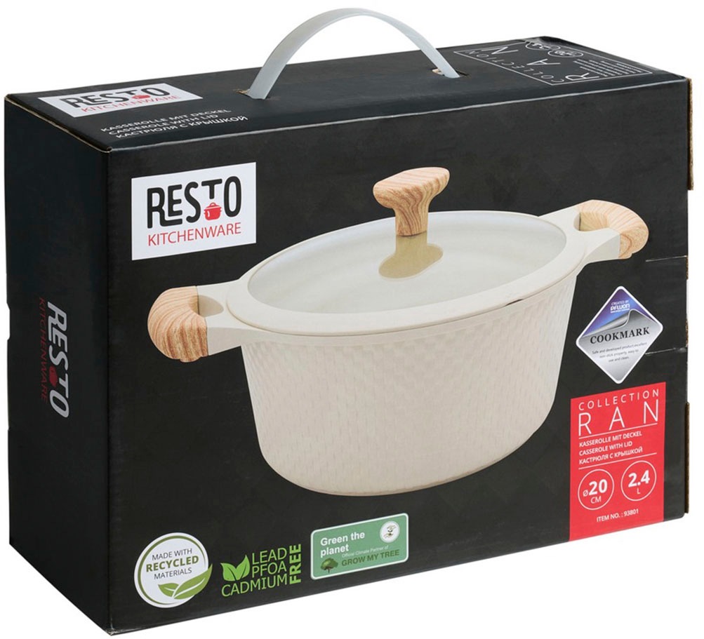 RESTO Kitchenware Bratentopf »Ran, Kochtopf antihaftbeschichtet und spülmaschinenfest«, Aluminiumguss, (2 tlg.), Geeignet für alle Herdarten, auch Induktion, im Geschenkkarton