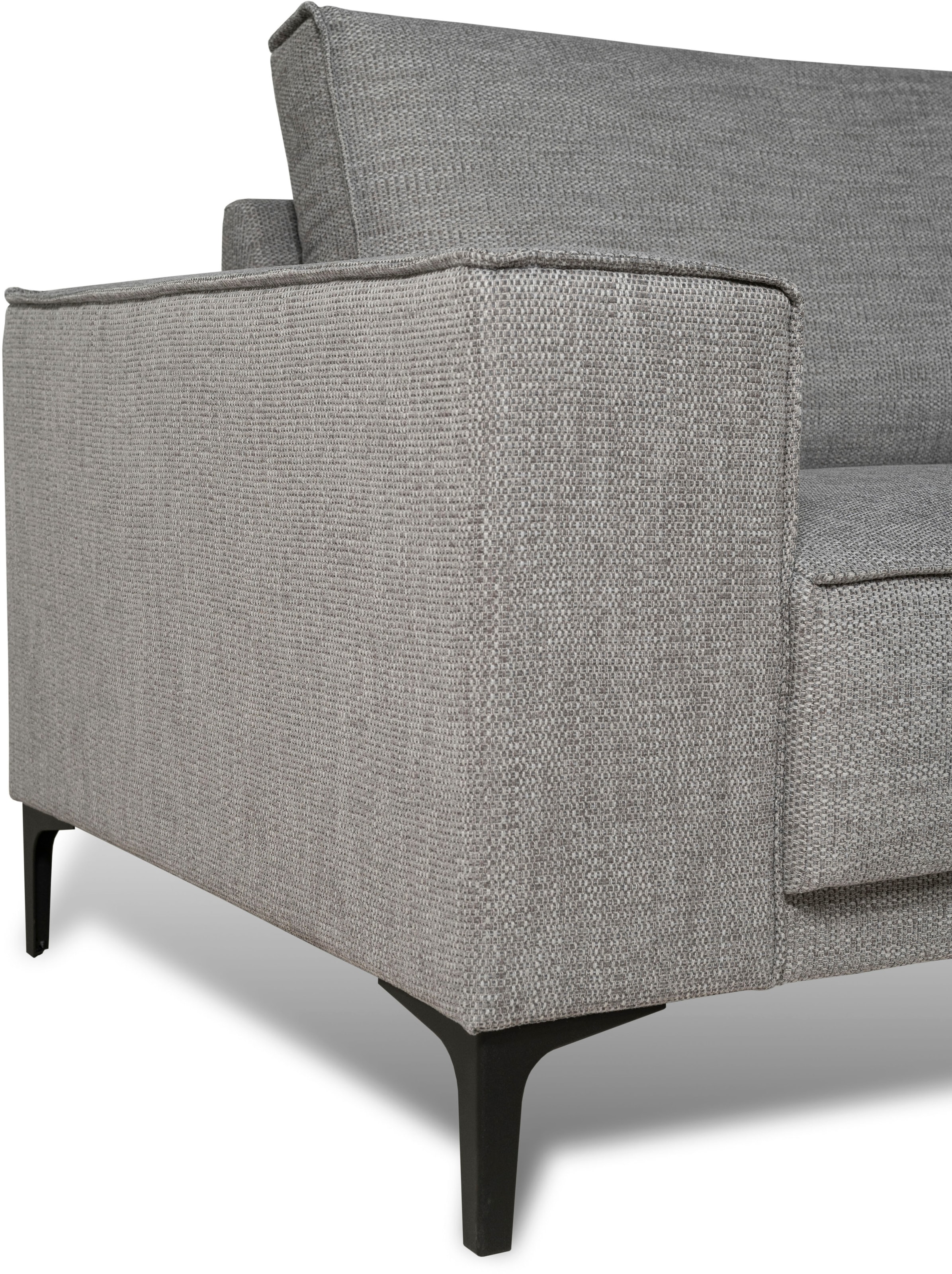 Places of Style 3-Sitzer »3er Sofa Oland, Struktur, Flachgewebe, Luxus-Microfaser, Boucle«, 224 cm, Wellenunterfederung, Skandi-Design, Metallfüße