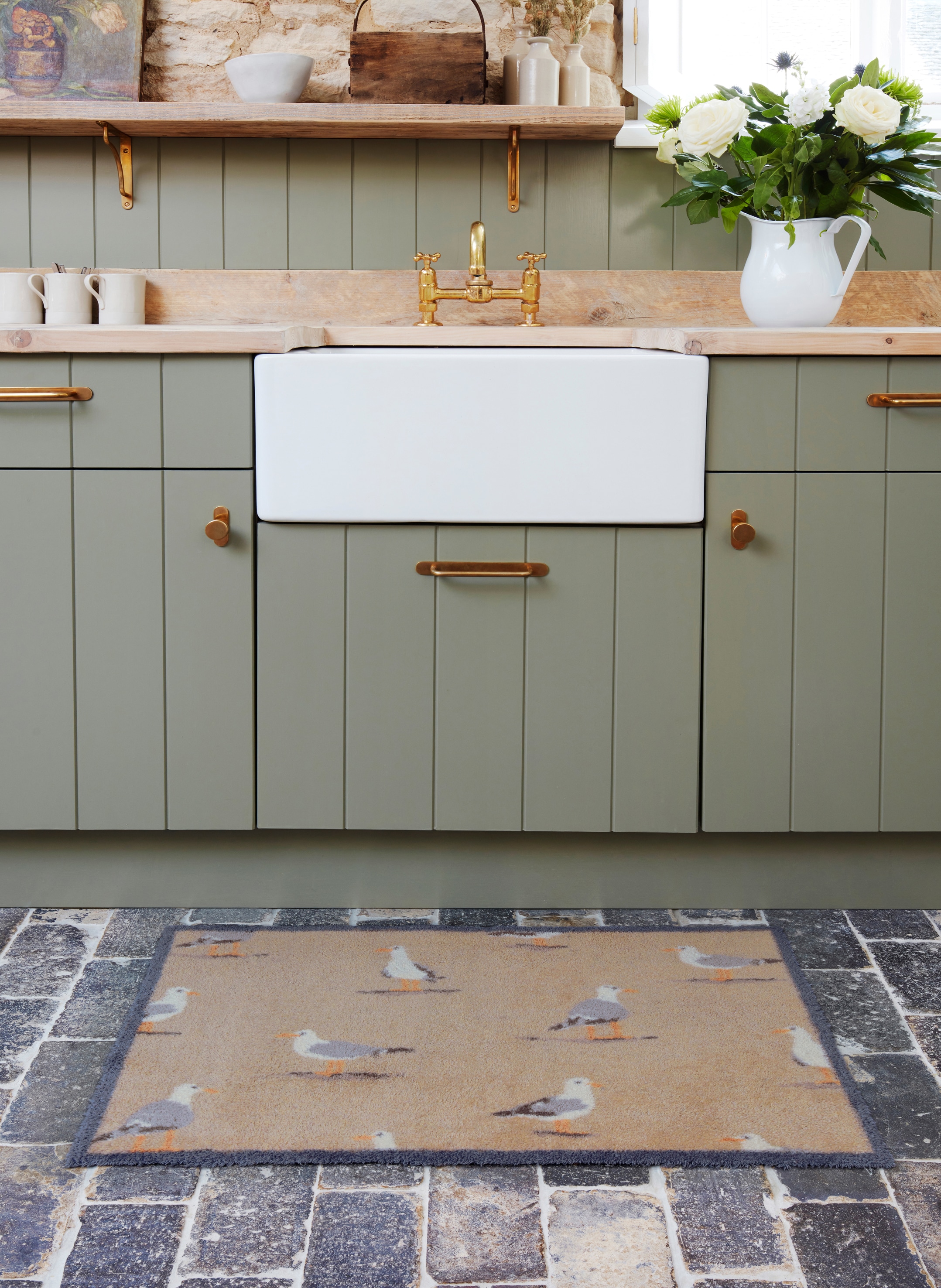 Turtle Mat Fußmatte »Shore Birds Neutral« rechteckig 9 mm Höhe