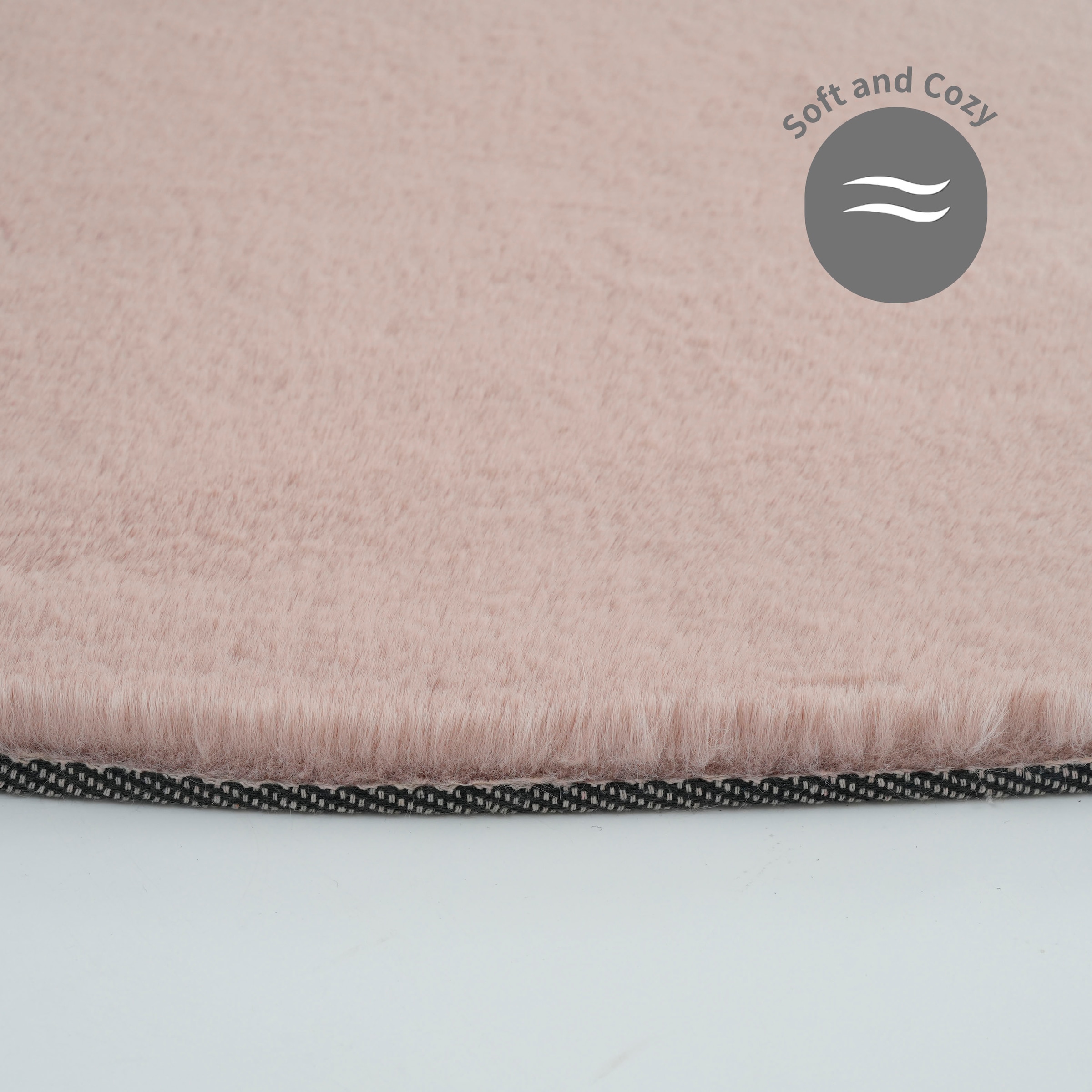 Bruno Banani Hochflor-Teppich »Rabbit 2 Bean, Kunstfell Teppich, Modern, besondere Form«, U-förmig, 25 mm Höhe, Kaninchenfell-Haptik, Microfaser, Wohnzimmer, Schlafzimmer, Esszimmer