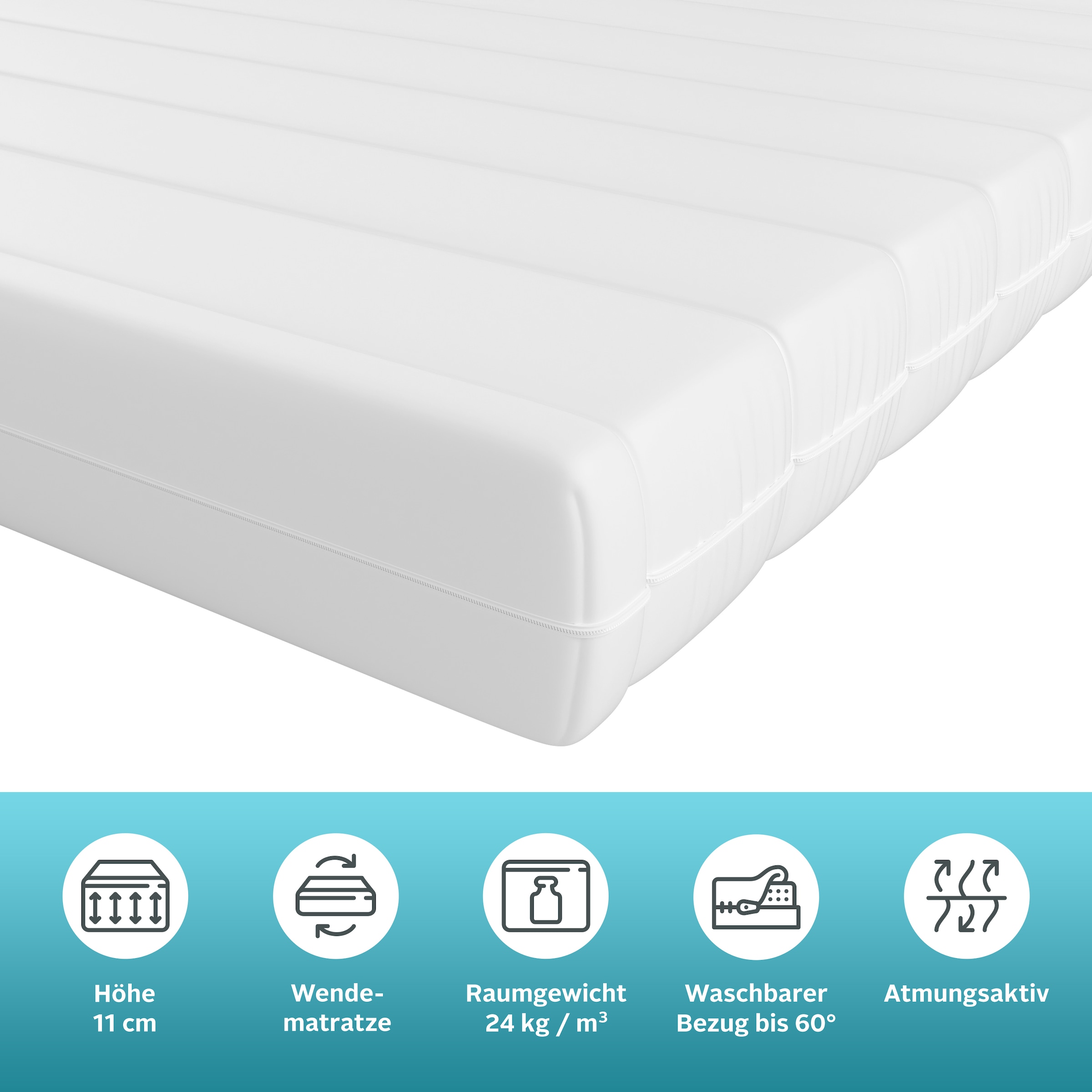 my home Komfortschaummatratze »NEUHEIT: Livja 11, 7-Zonen Matratze 90x200 cm, 140x200 cm & mehr« 11 cm hoch Raumgewicht: 24 kg/m³ 1-tlg., 1 Stk. tlg. Wendematratze, ergonomisch, atmungsaktiv, in 2 Härtegraden