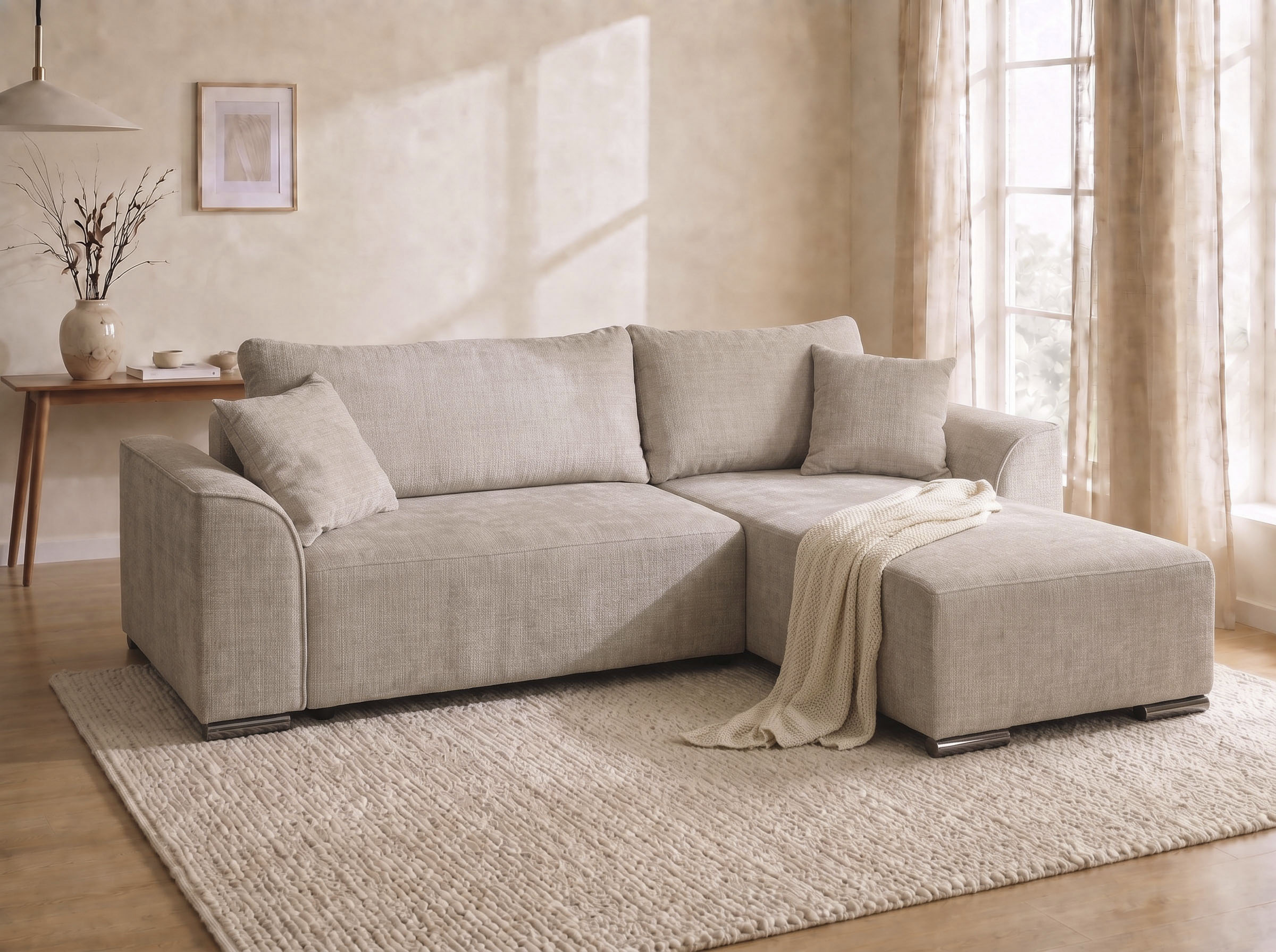 COLLECTION AB "Sara L-Form, B: 236 cm, Schlaffunktion, Bettkasten, optional Topper" Bonnellfederkern, Liegefl. 116x190 cm, Couch als Schlafsofa