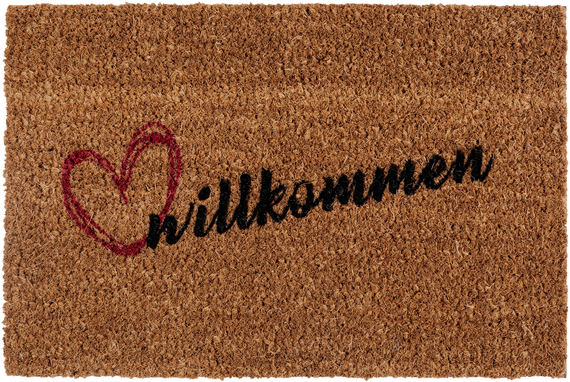 Andiamo Fußmatte »Kokos Willkommen«, rechteckig, 17 mm Höhe, Schmutzfangmatte, mit Spruch, rutschhemmend, In- und Outdoor geeignet