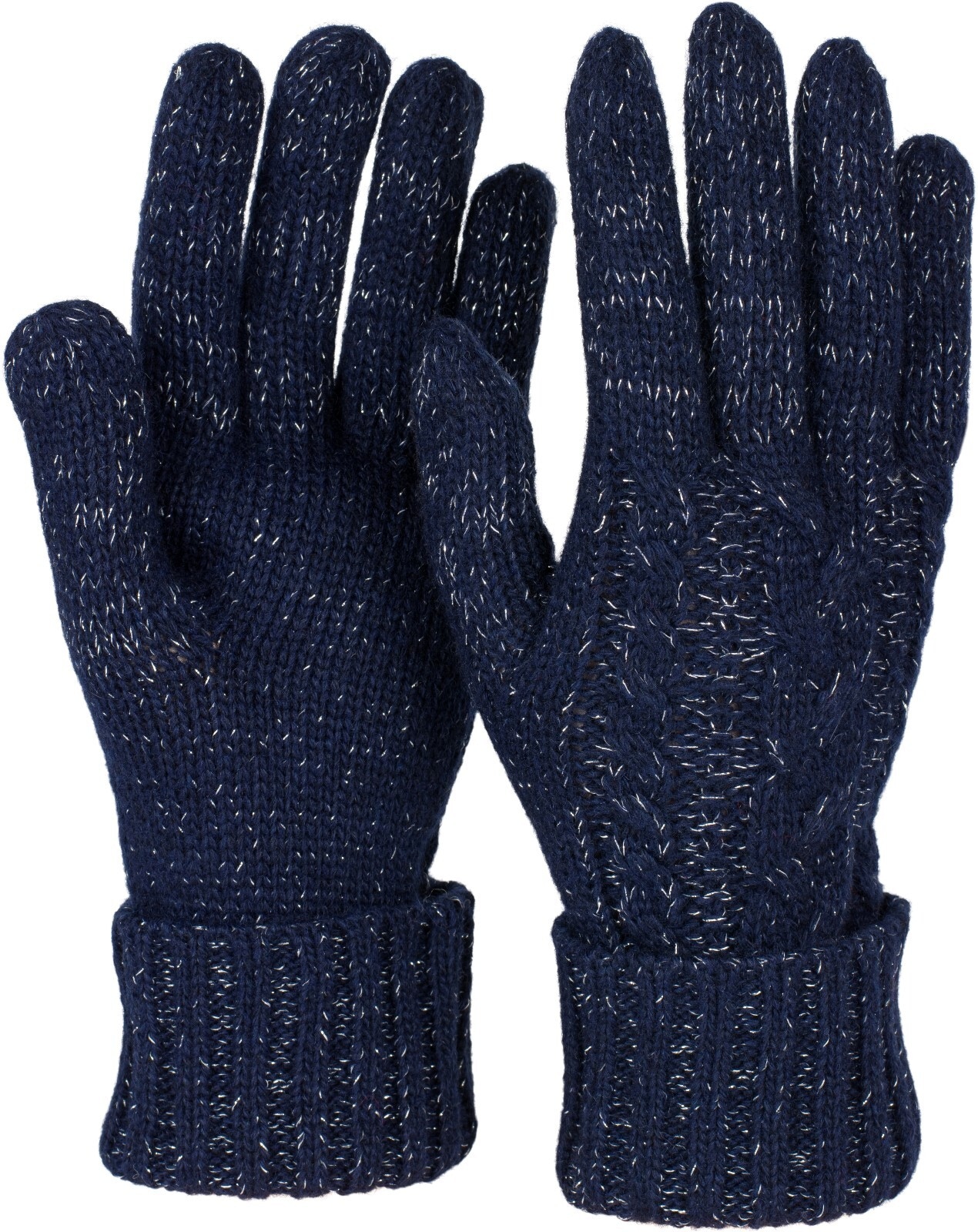 styleBREAKER Strickhandschuhe "Strick Handschuhe mit Zopfmuster und Metallic Faden" 1 Stk.