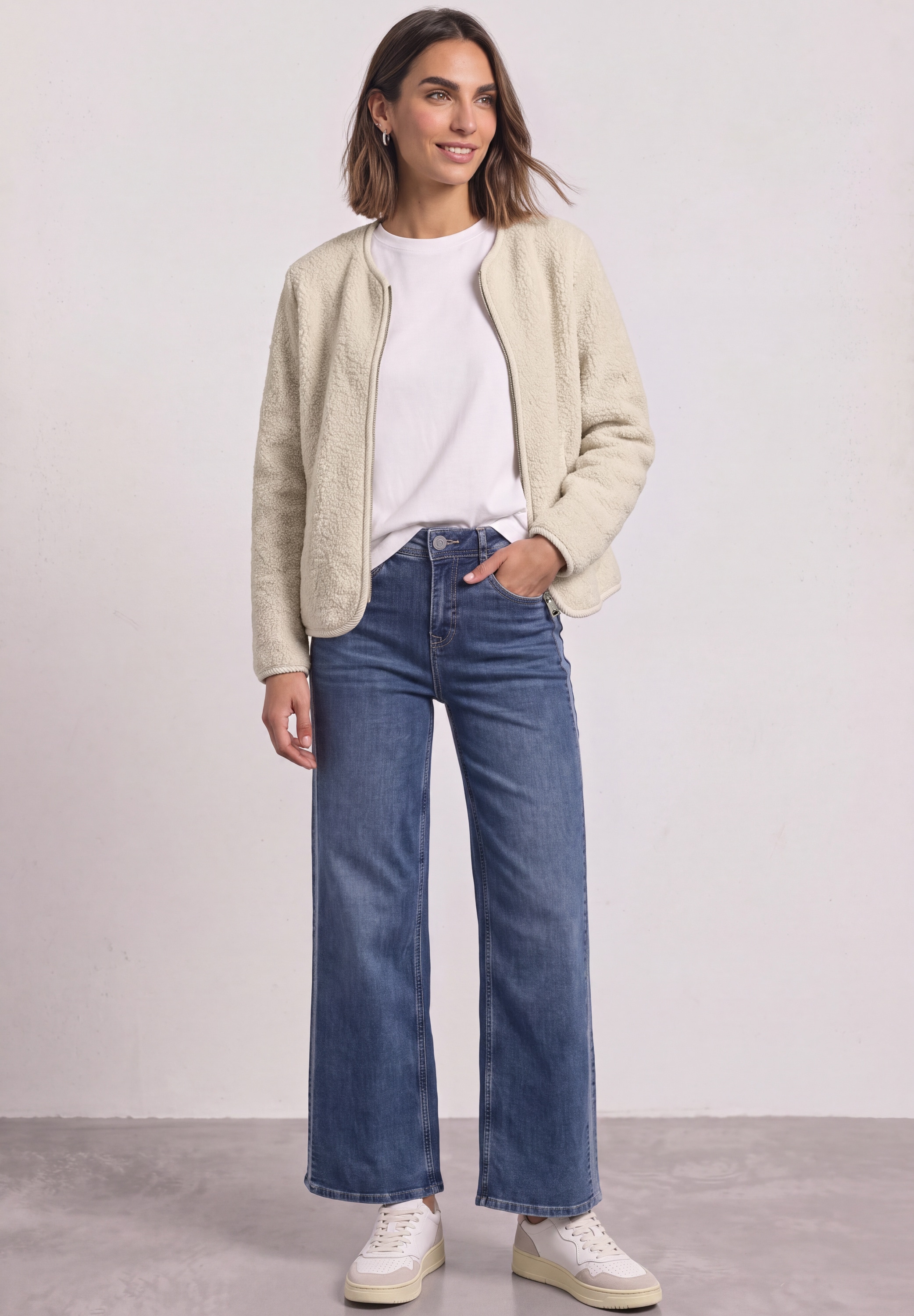 STREET ONE Fellimitatjacke ohne Kapuze mit innerem wärmendem Teddyfell