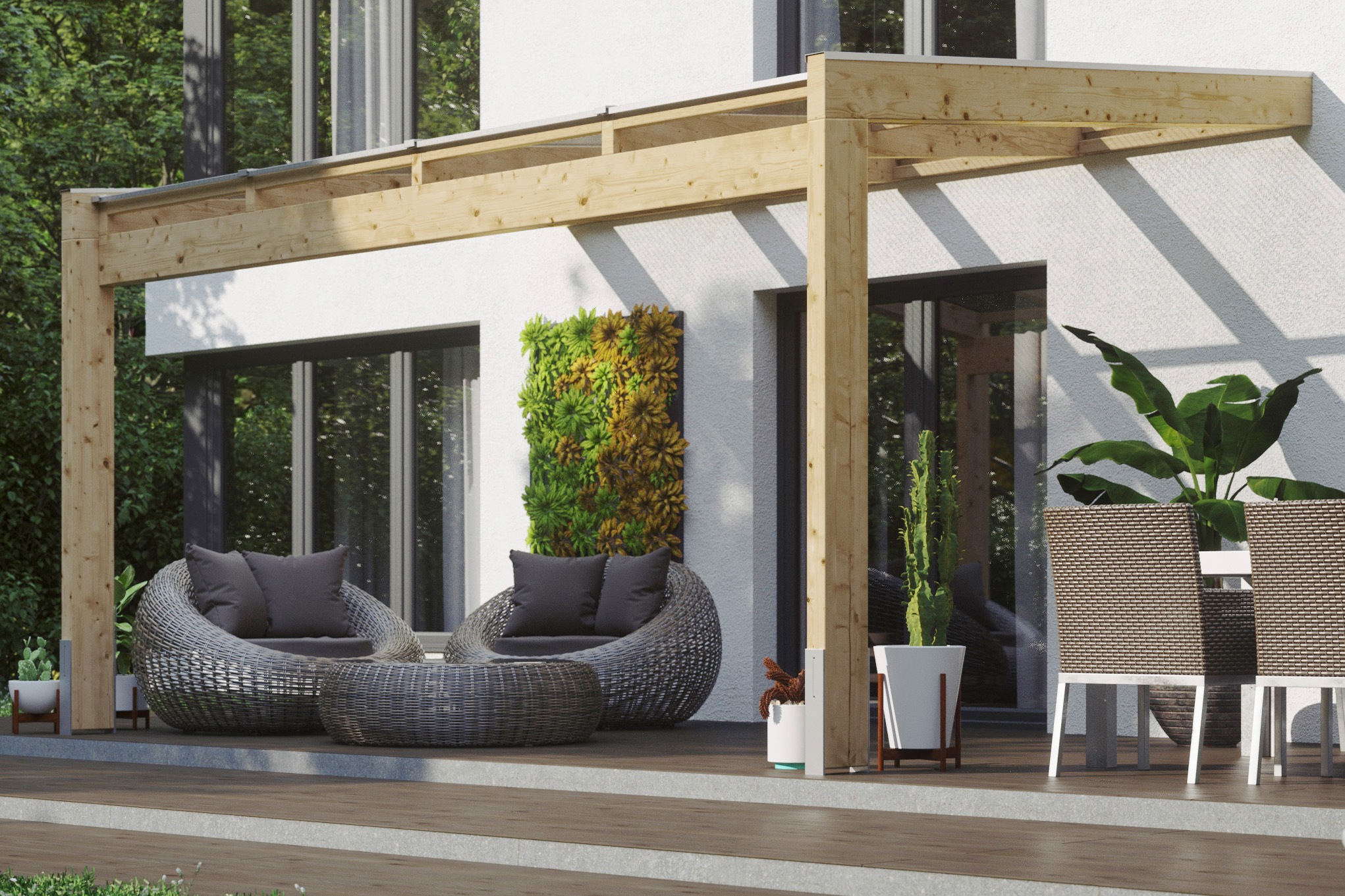 Skanholz Terrassendach "Novara", BxT: 450x259 cm