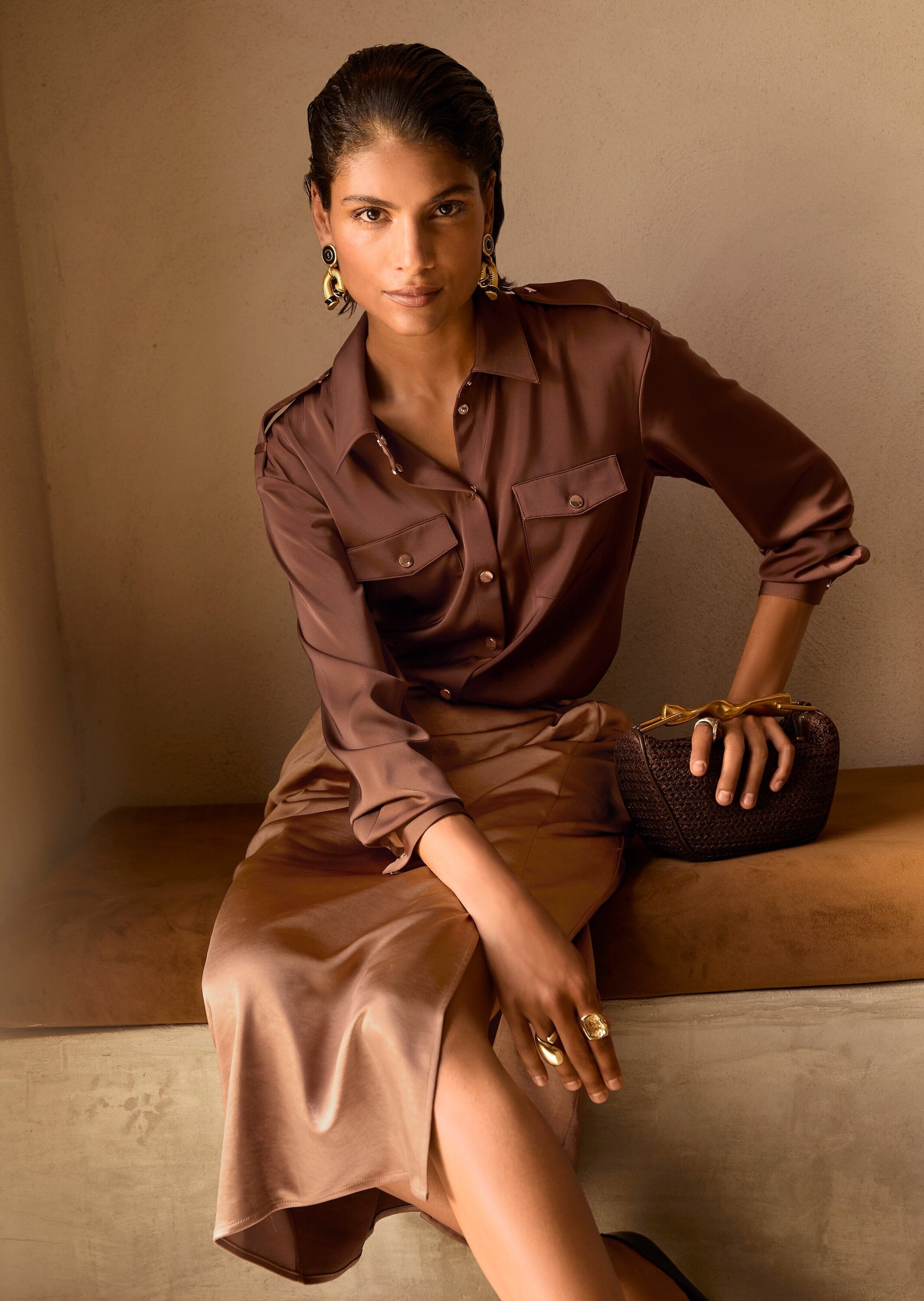 MADELEINE Hemdbluse »Hemdbluse Jerseybluse mit Brusttaschen«