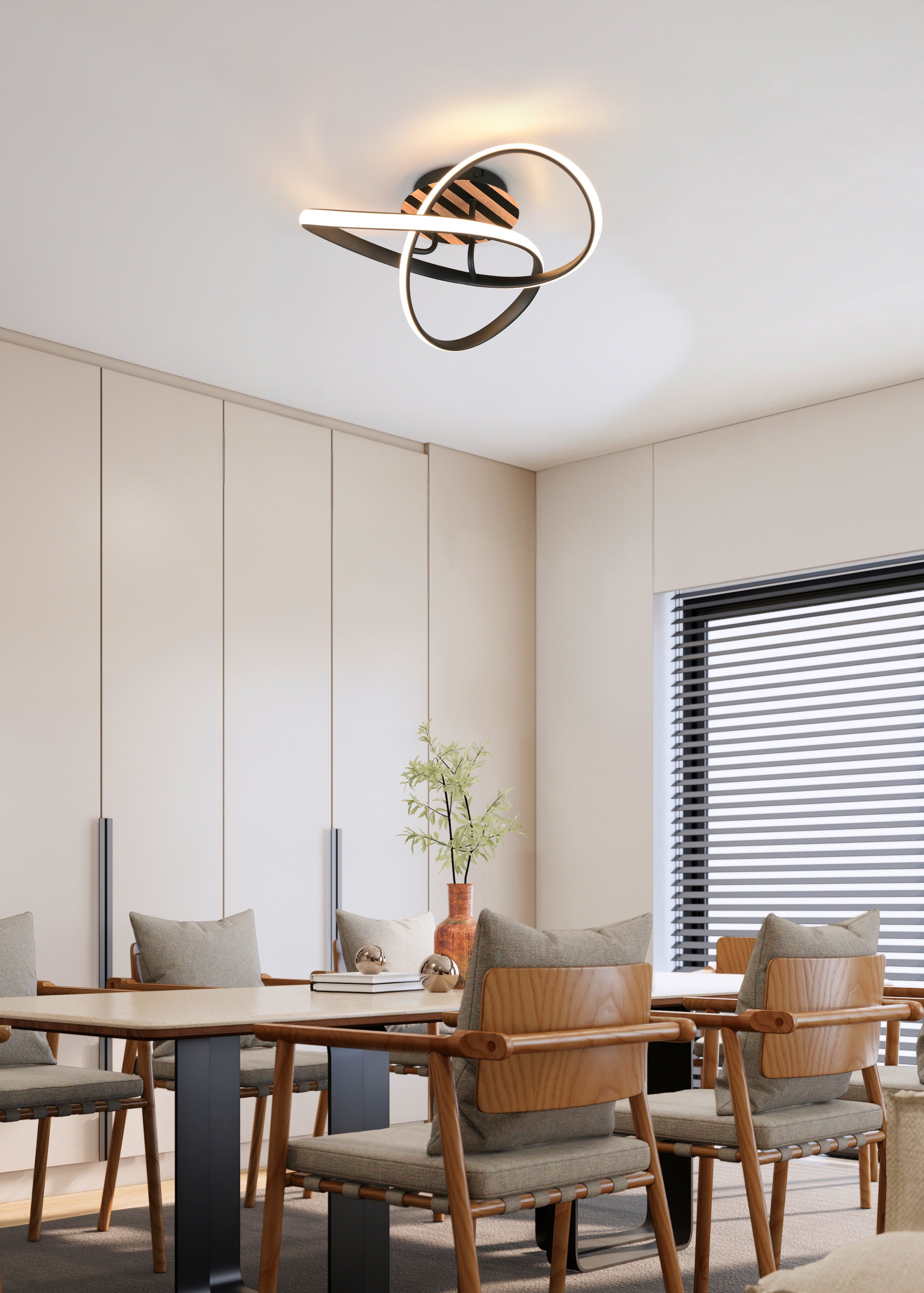andas LED Deckenleuchte »Unnestad, Deckenlampe warmweiß 3000K 15W, Print Holzoptik Streifen«, 1 flammig, Leuchtmittel LED-Board | LED fest integriert, als Wandleuchte oder Deckenleuchte, LED 1800 Lumen, Ø 40cm Wohnzimmer