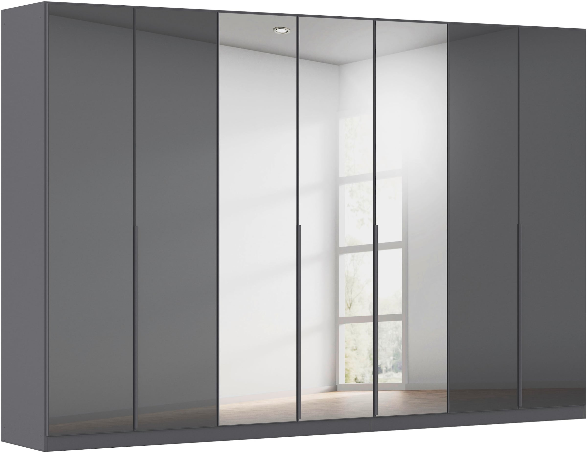 Drehtürenschrank OTTO HOME, B:315cm H:210cm T:54cm, grau, Holzwerkstoff, Schränke, "Kleiderschrank Kleiderschränke Schrank Garderobe AGORDO mit