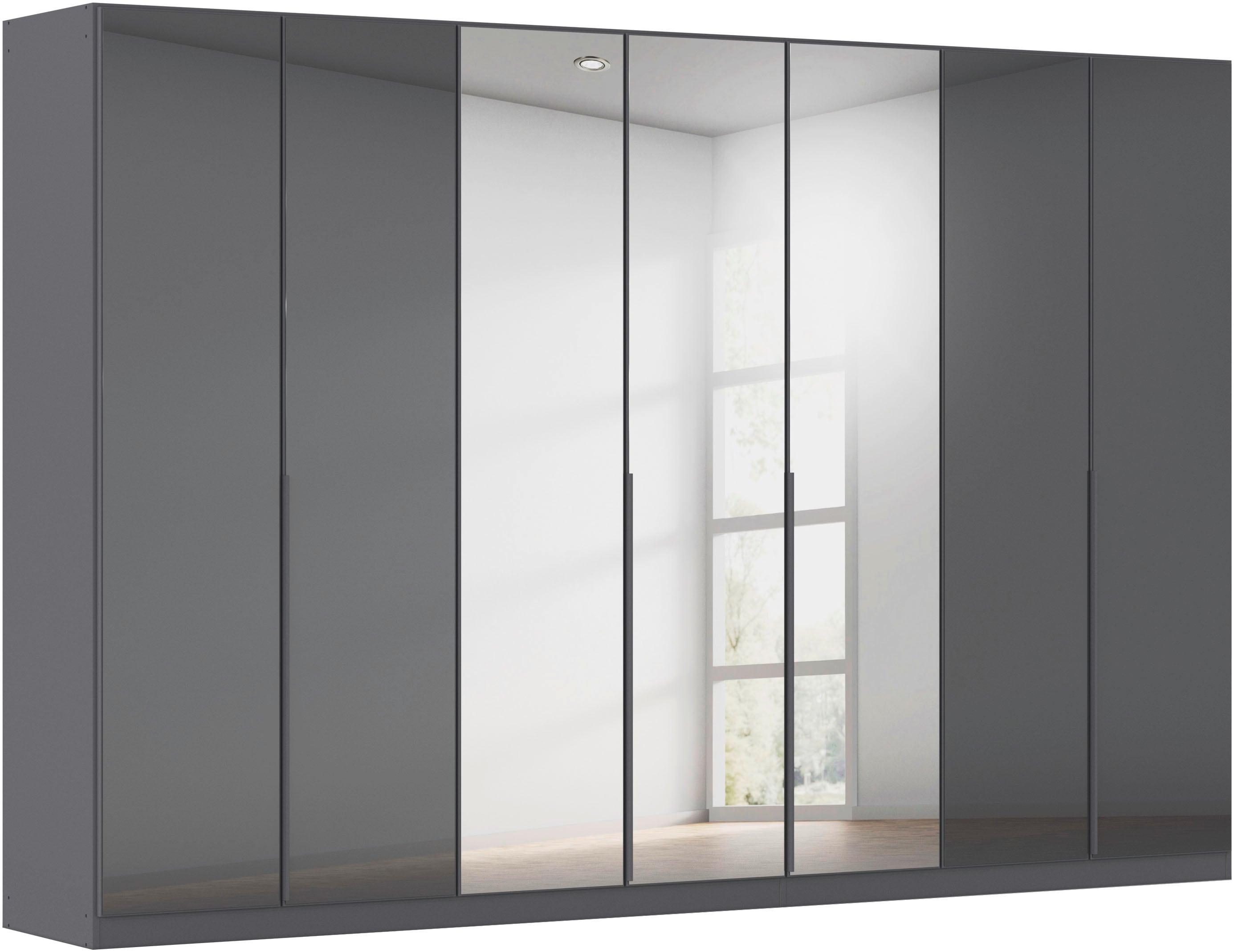 OTTO home Drehtürenschrank "Kleiderschrank Schrank Garderobe AGORDO mit Glasfront und Spiegel" in zwei Griff-Farben, Breiten 91-405 cm, durchdachte Innenausstattung, in 8 Breiten und 2 Höhen MADE IN GERMANY