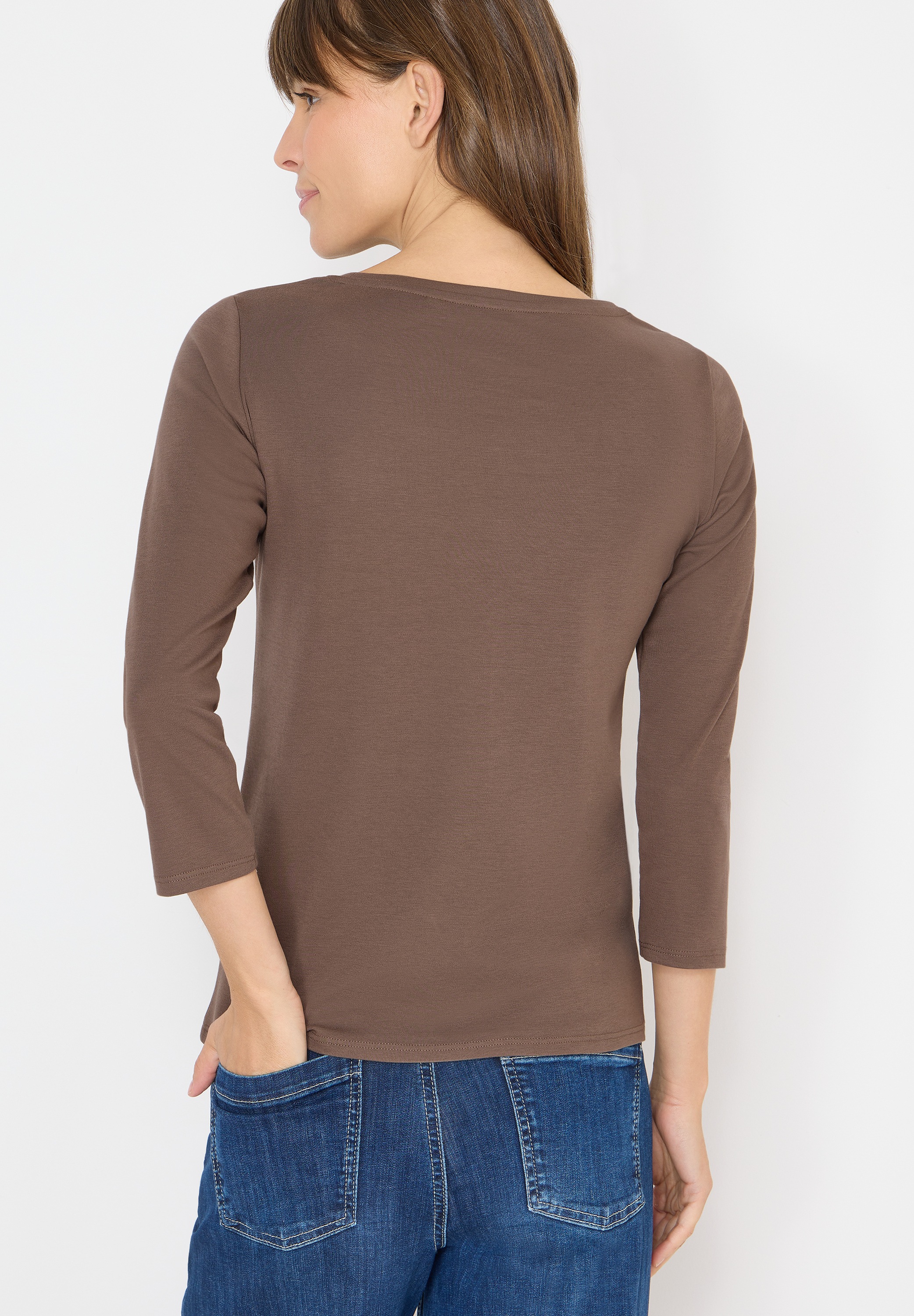 Thumbnail - Cecil 3/4-Arm-Shirt "Basic Boatneck" mit U-Boot-Ausschnitt, unifarben