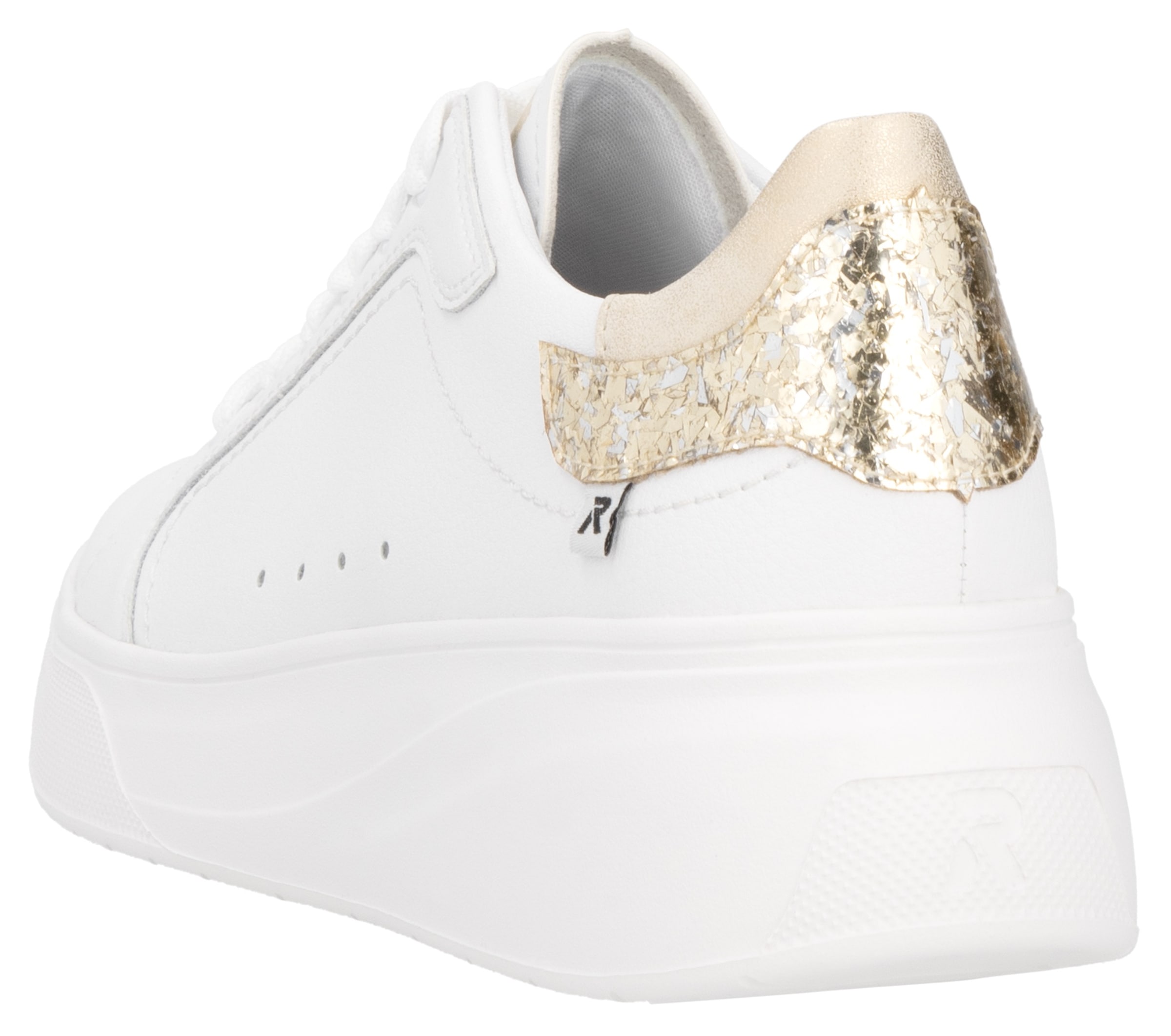 RIEKER Sport Plateausneaker, Schnürschuh, Halbschuh, Freizeitschuh, Metallic-Akzent an der Ferse