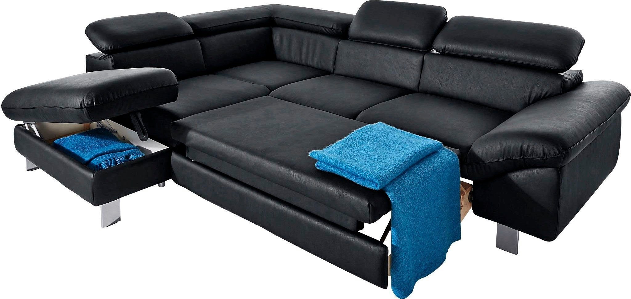 COTTA Polstergarnitur »Driver L-Form«, (Set), Set bestehend aus: Ecksofa mit Kopfteilverstellung & Hocker