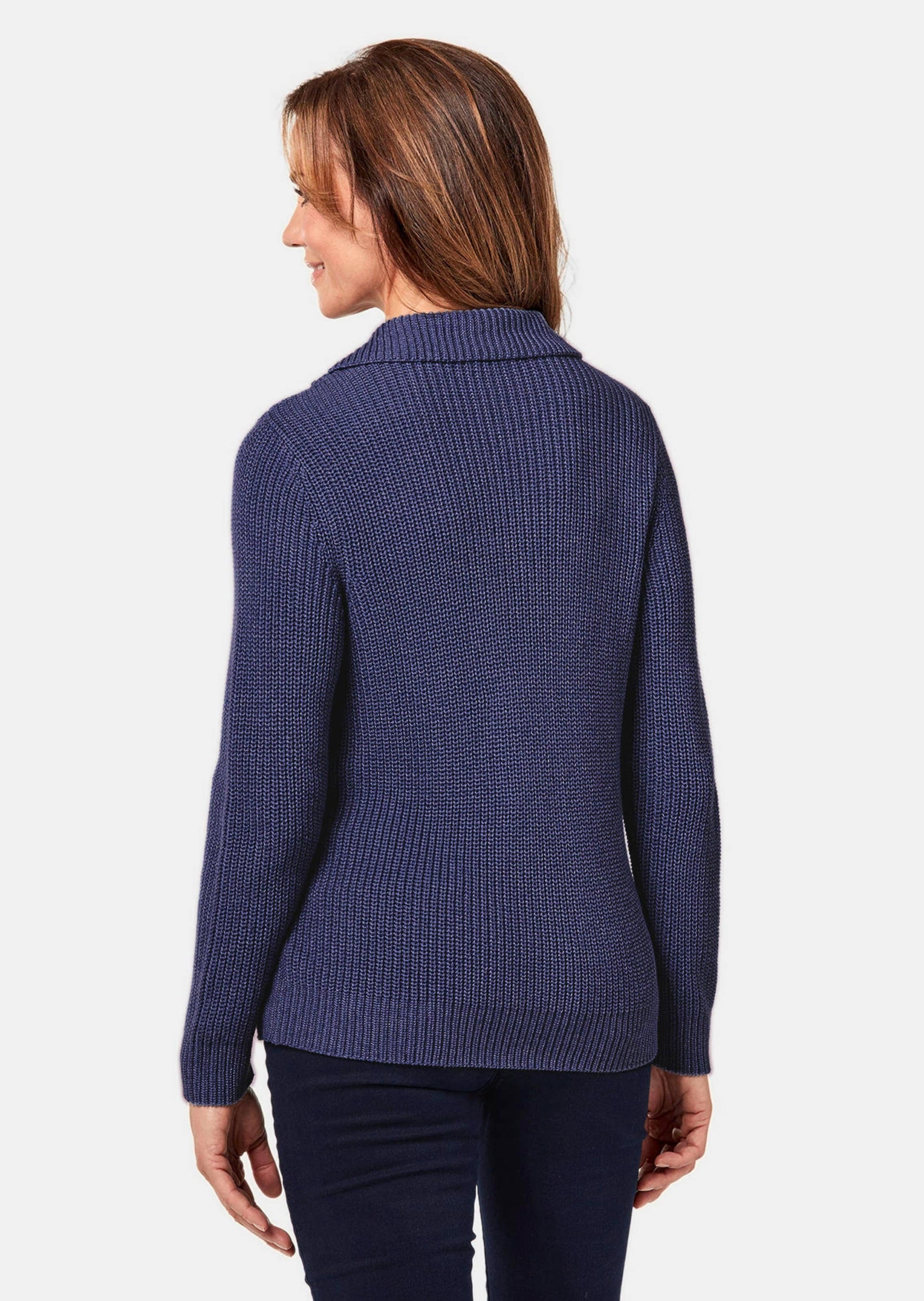 GOLDNER Strickpullover »Kurzgröße Sportiver Troyer mit Baumwollanteil«