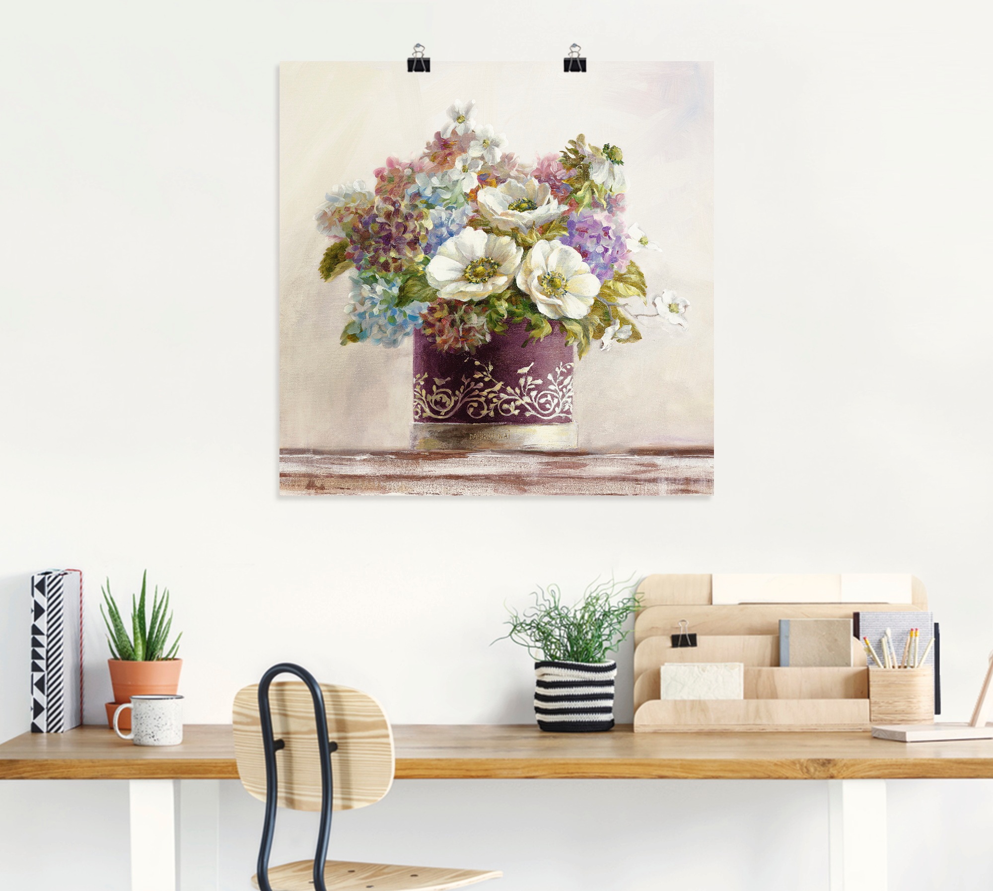 Artland Wandbild "Anemonen in Auberginer Hutschachtel" 1 Stk. tlg. als Lein günstig online kaufen