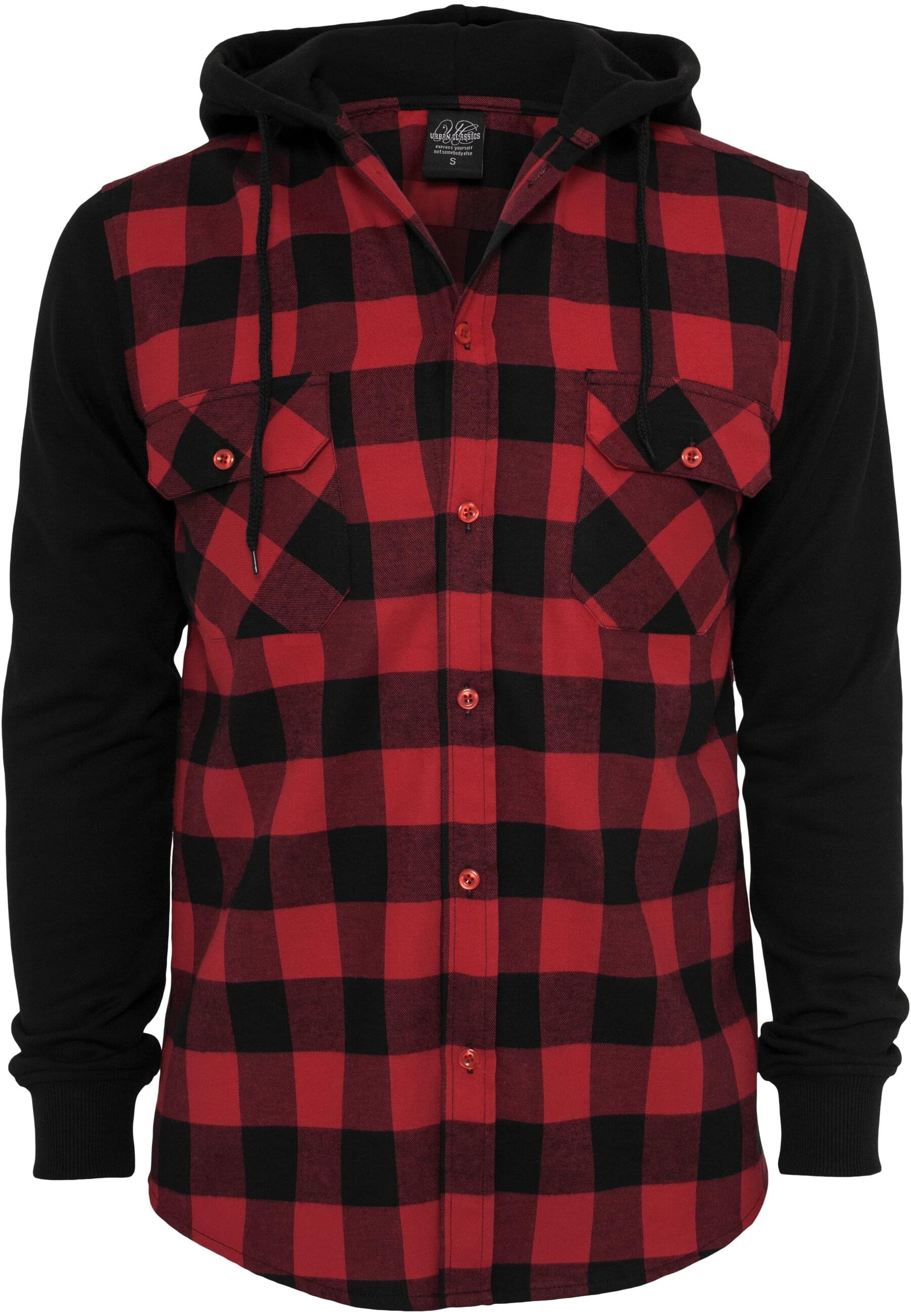 URBAN CLASSICS Langarm-Poloshirt "Urban Classics Herren Hooded Checked Flan günstig online kaufen
