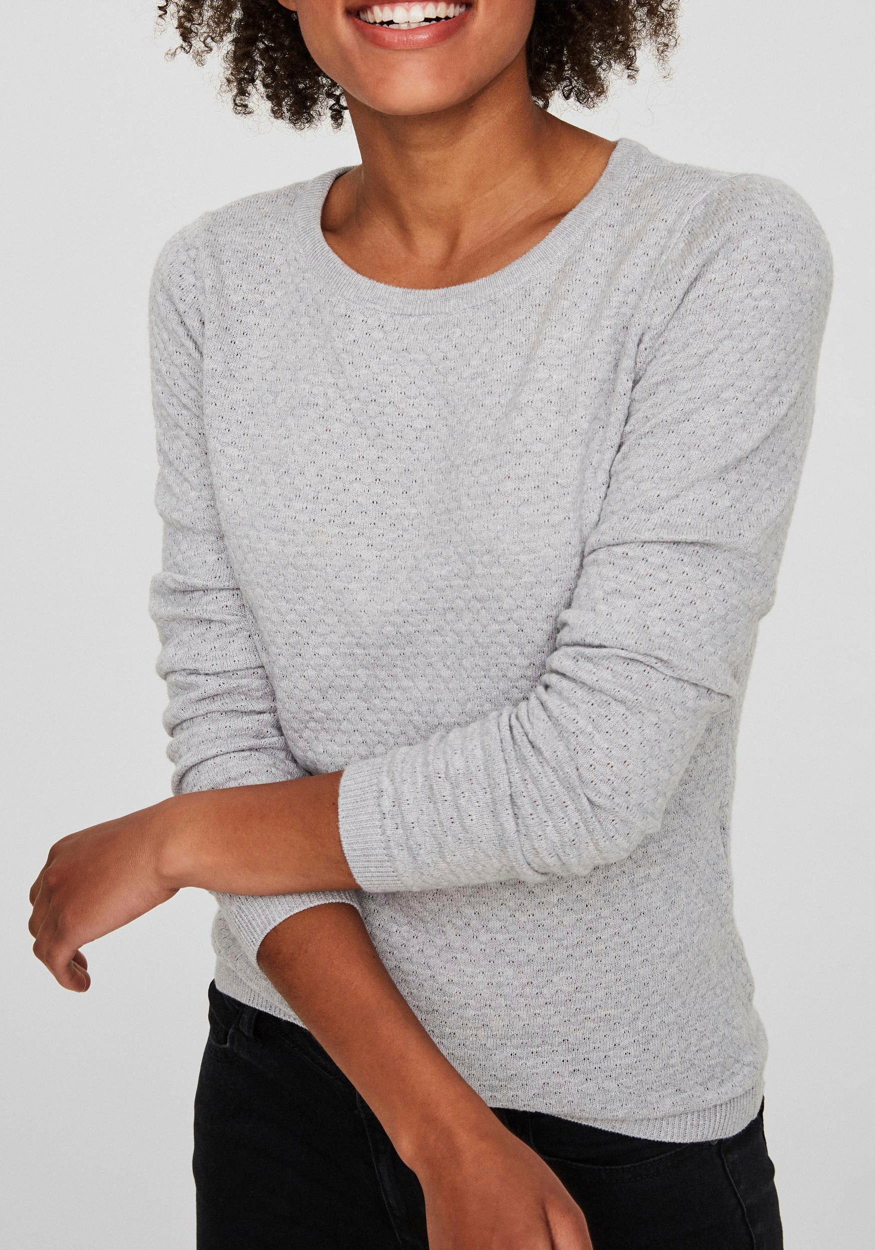 Vero Moda Rundhalspullover "VMCARE STRUCTURE LS O-NECK BLOUSE" aus Bio-Baum günstig online kaufen