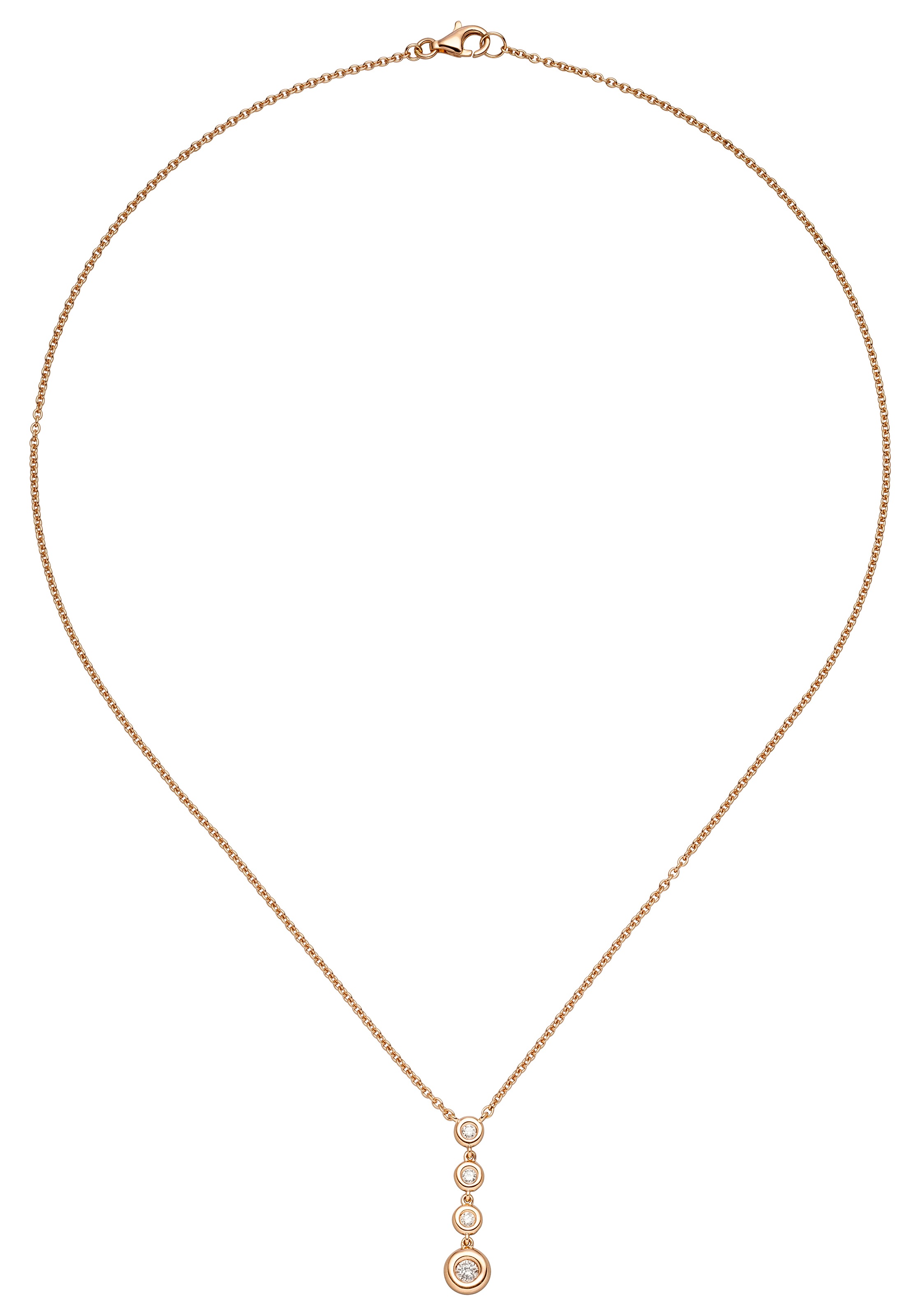 JOBO Collier »Kette mit Anhänger« 585 Roségold mit 4 Diamanten 44 cm