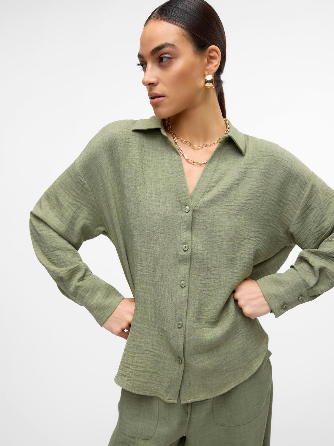 Vero Moda Langarmbluse "VMMELANEY QUEENY LS SHIRT WVN NOOS" Kunstfaser, loo günstig online kaufen