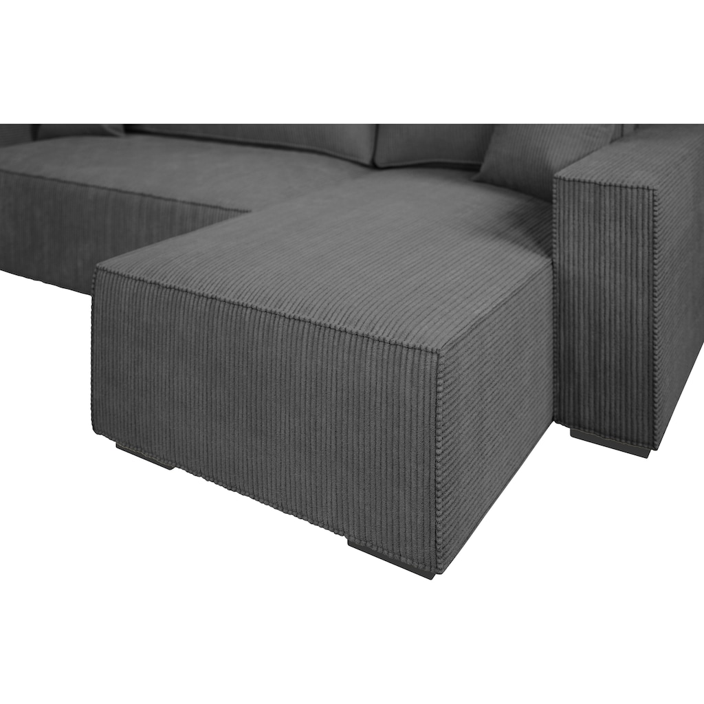 INOSIGN Ecksofa »Wylie«, Cord, Recamiere beidseitig montierbar, mit Bettfunktion und Bettkasten