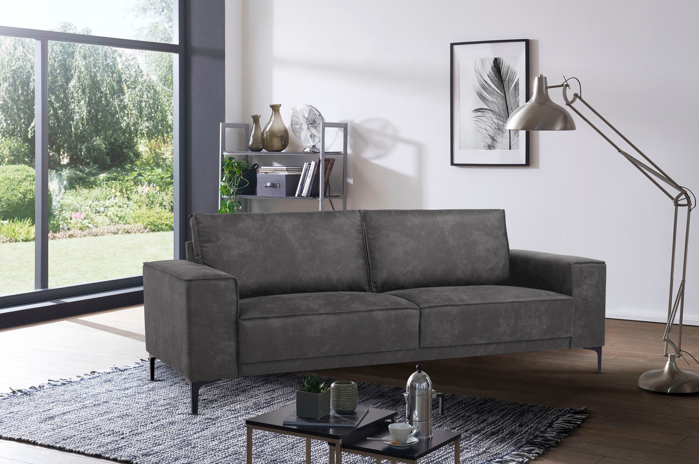 Places of Style 3-Sitzer "3er Sofa Oland, Struktur, Flachgewebe, Luxus-Micr günstig online kaufen