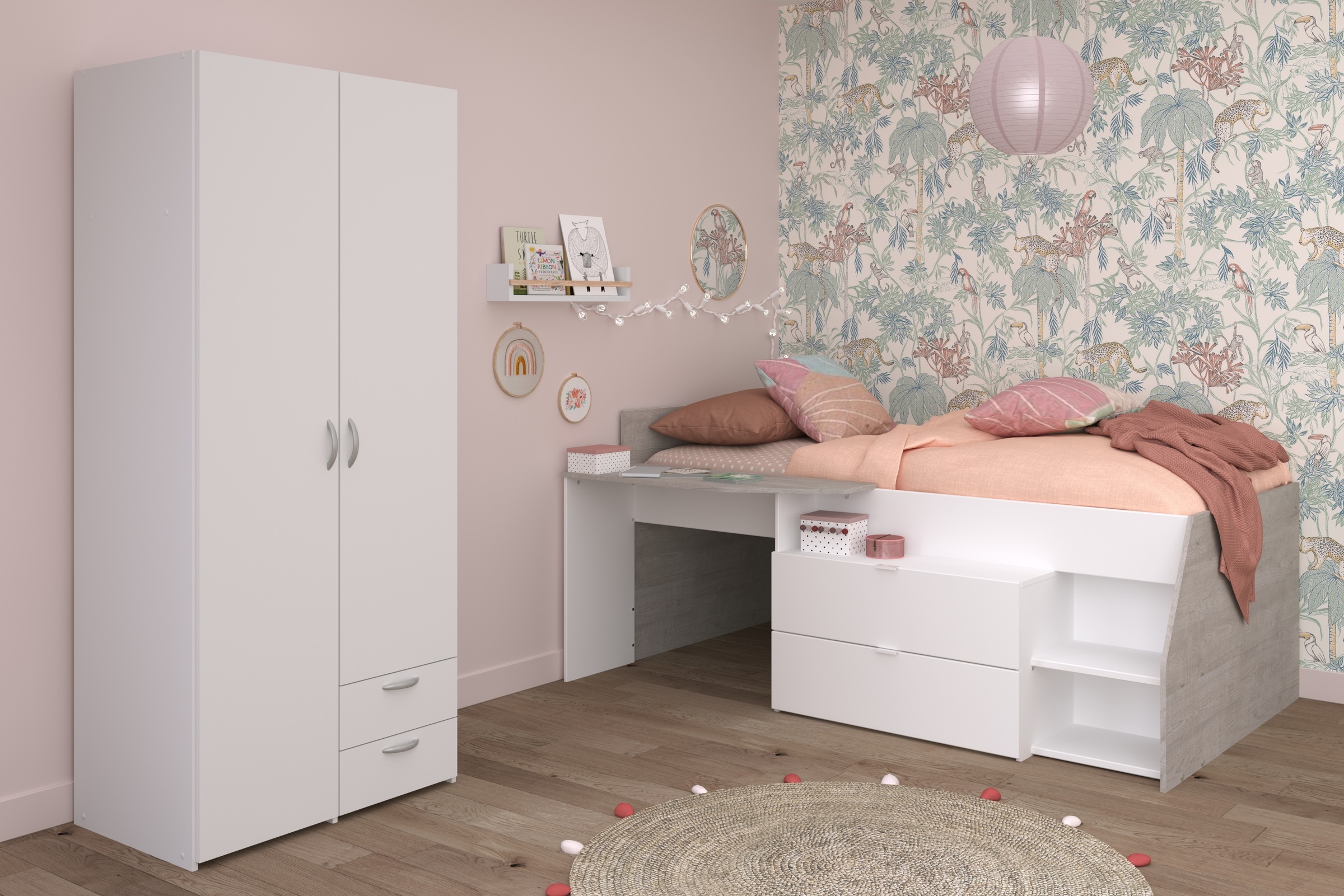 Parisot Jugendzimmer-Set "Parisot Milky 14" Bestehend aus halbhohem Hochbet günstig online kaufen