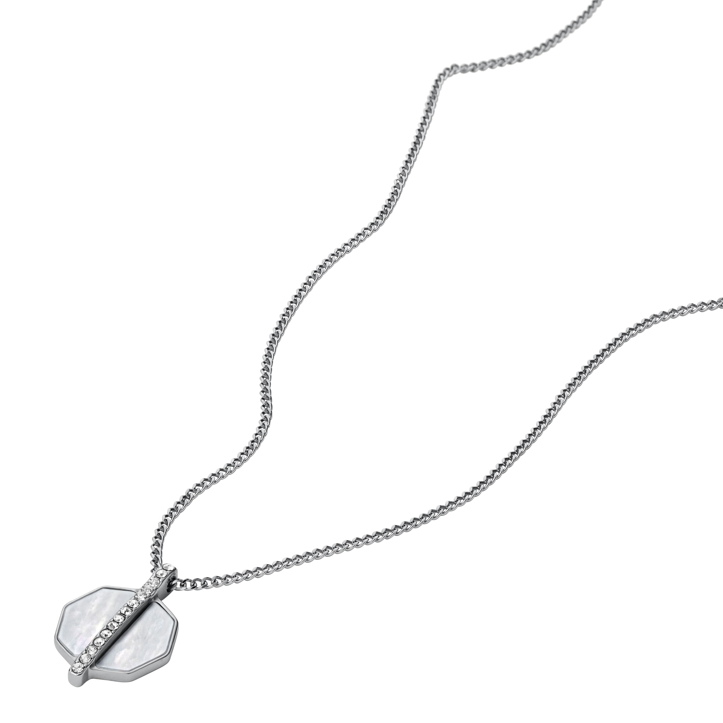 Fossil Kette mit Anhänger »Schmuck Geschenk Edelstahl JEWELRY«, mit Glasstein - mit Perlmutt