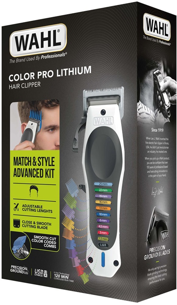 Wahl Haarschneider »Color Pro Lithium«, Farbcodierte Aufsteckkämme, einstellbarer Verstellhebel, USB-Ladung