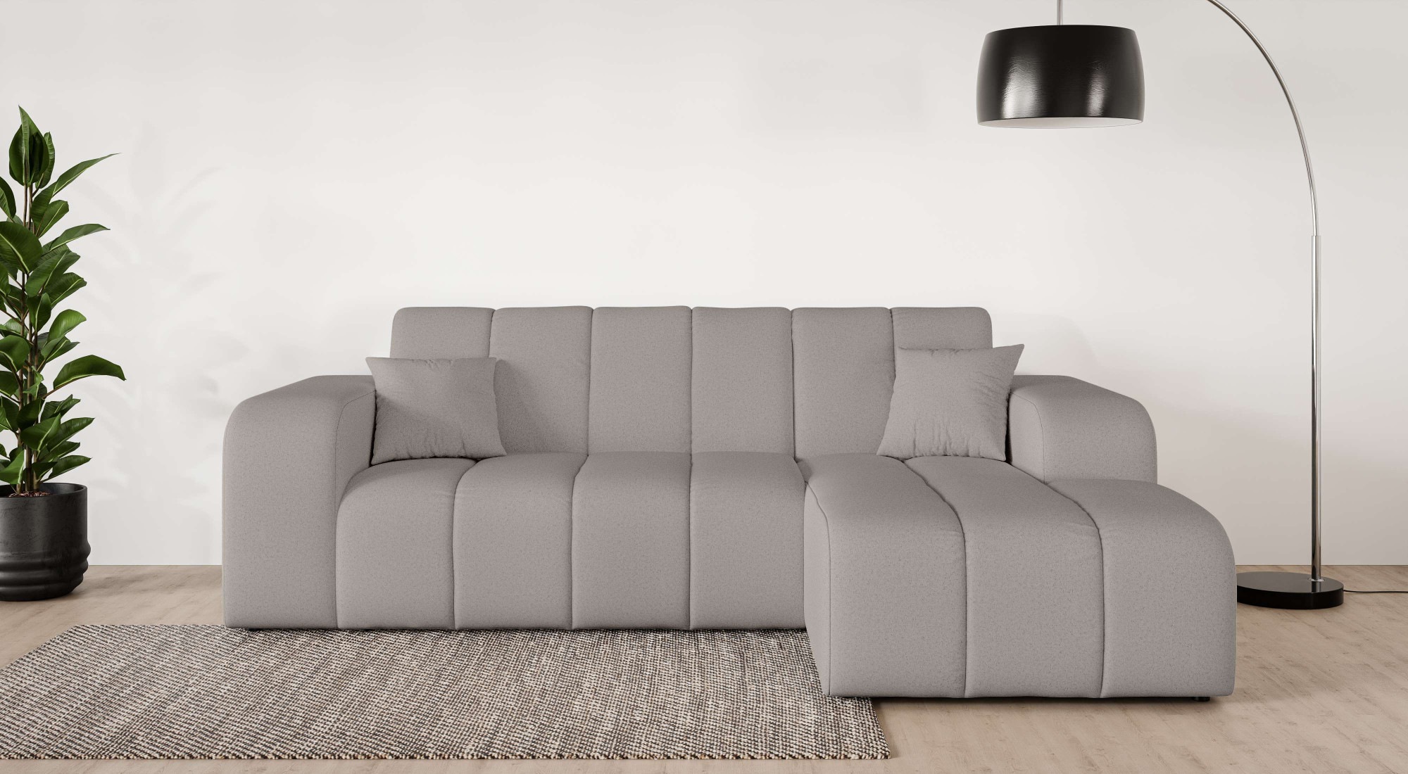OTTO home Ecksofa "CASSY L-Form, Schlafsofa mit Bettkasten, Maße B/T/H: 245/165/88 cm" mit 2 Rückenkissen, Recamiere rechts oder links bestellbar