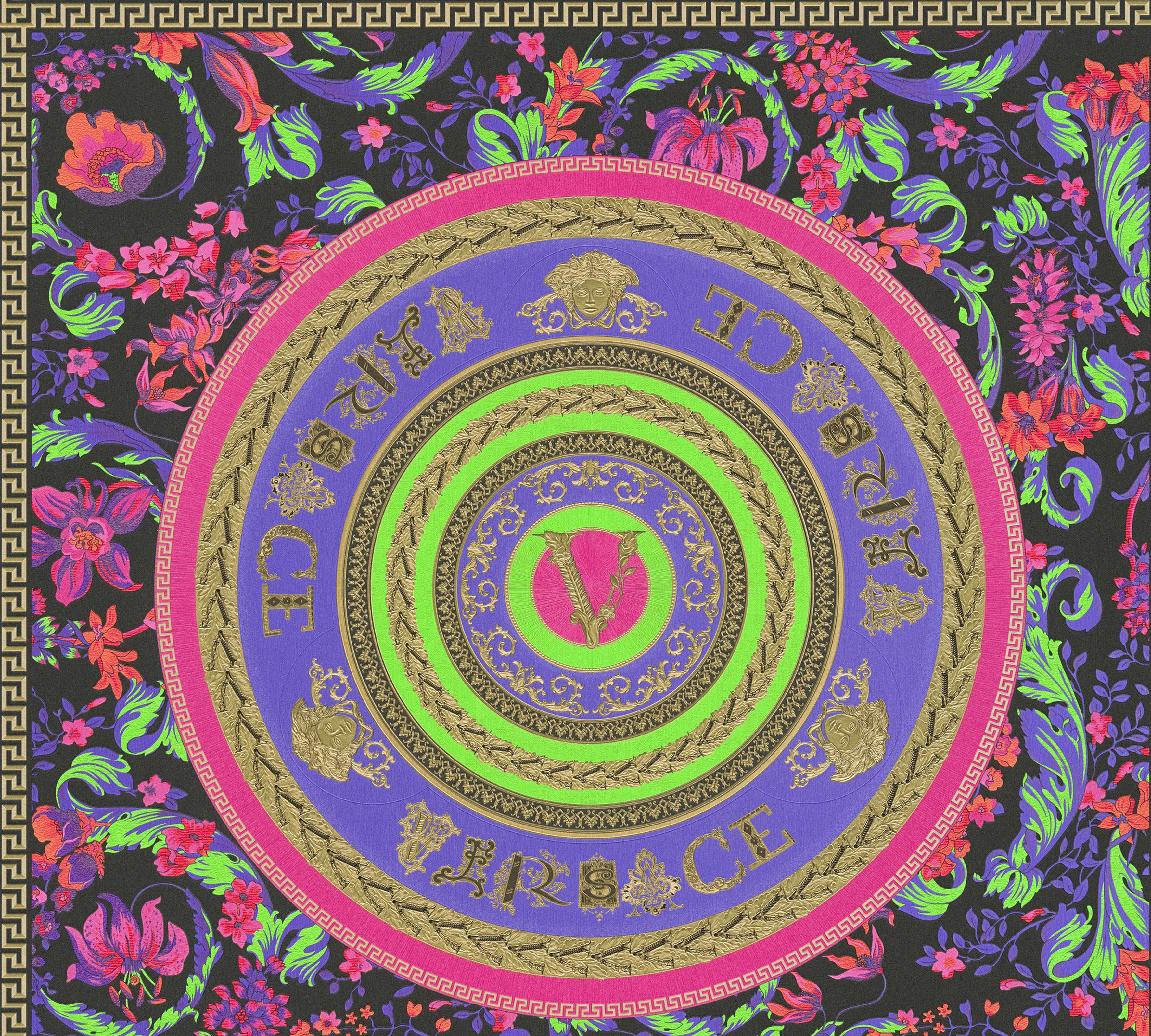 Versace "Wallpaper Versace 5 Floral Design" abstrakt gemustert leicht glänzend leicht strukturiert Designertapete auffallende Fliesen-Tapete Tapeten Wohnzimmer modern
