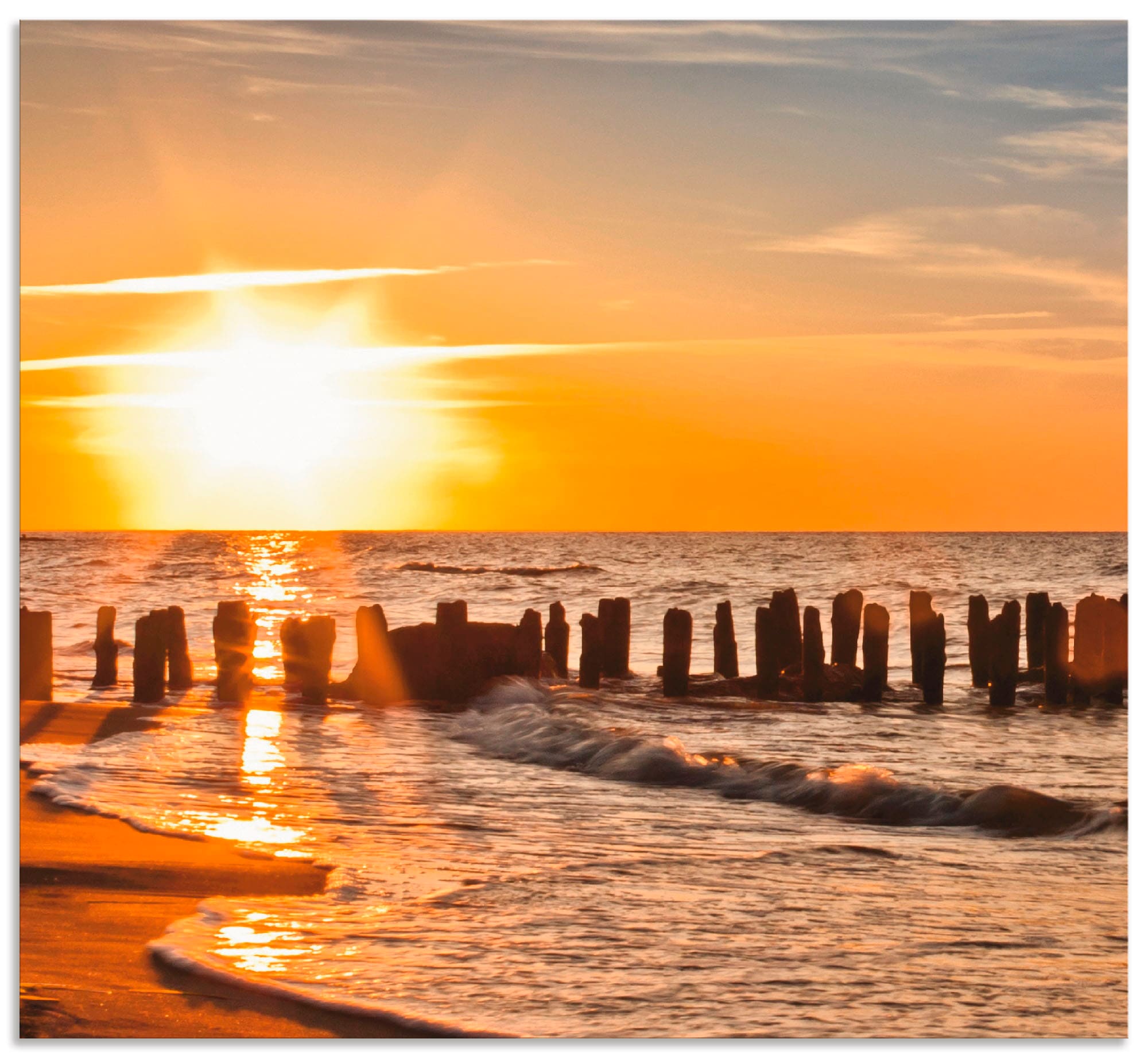 Artland Küchenrückwand »Schöner Sonnenuntergang am Strand«, (1 tlg.), Alu Spritzschutz mit Klebeband, einfache Montage