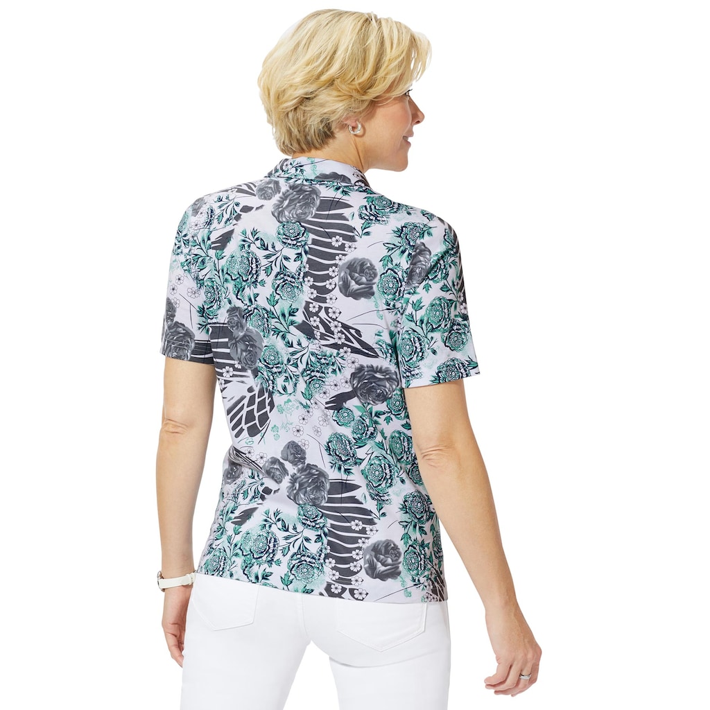 Damenmode Shirts & Sweatshirts Classic Basics Poloshirt »Shirt«, (1 tlg.) aqua-gemustert