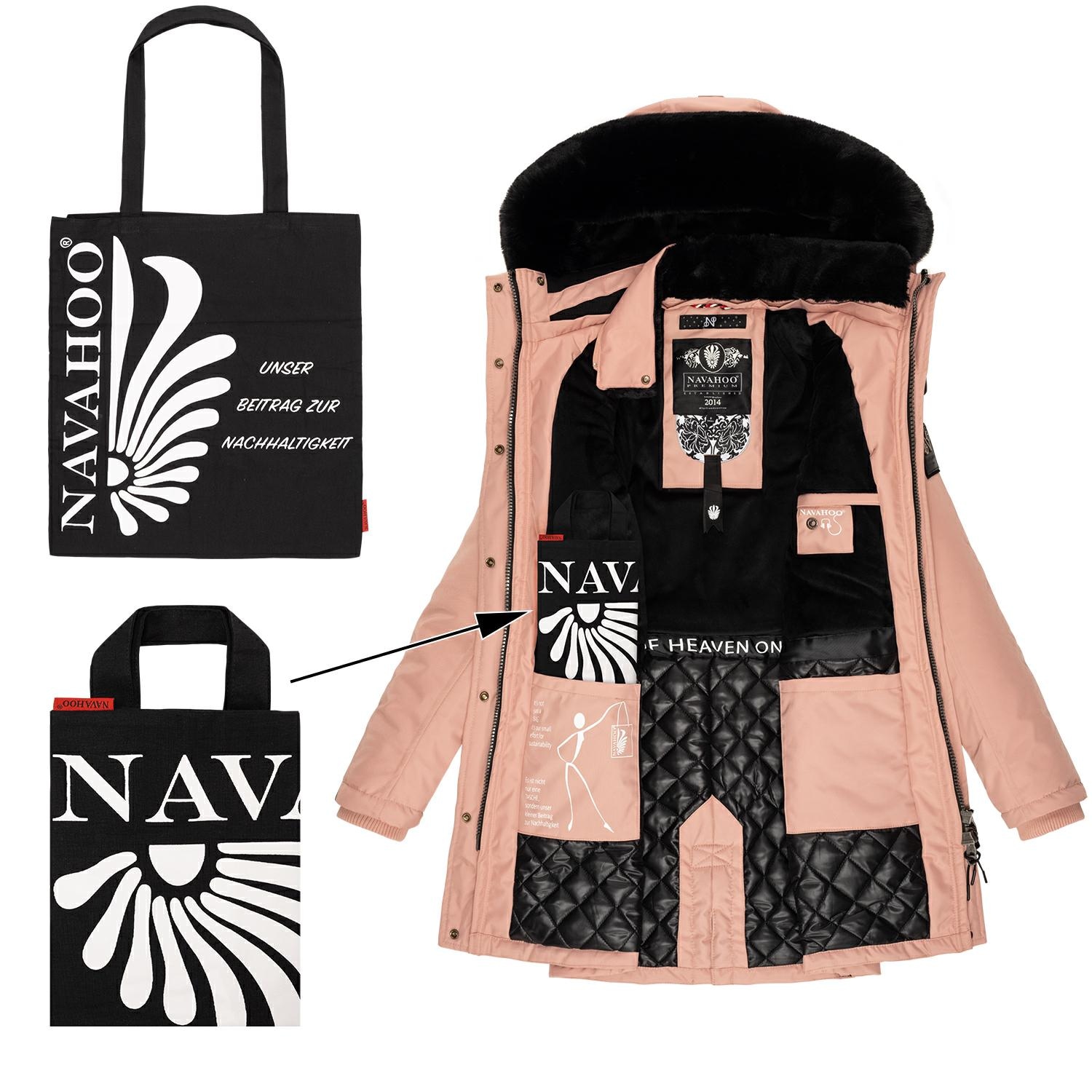 Navahoo Wintermantel »Tiniis«, Parka mit abnehmbarer Kapuze und extra Einkaufstasche