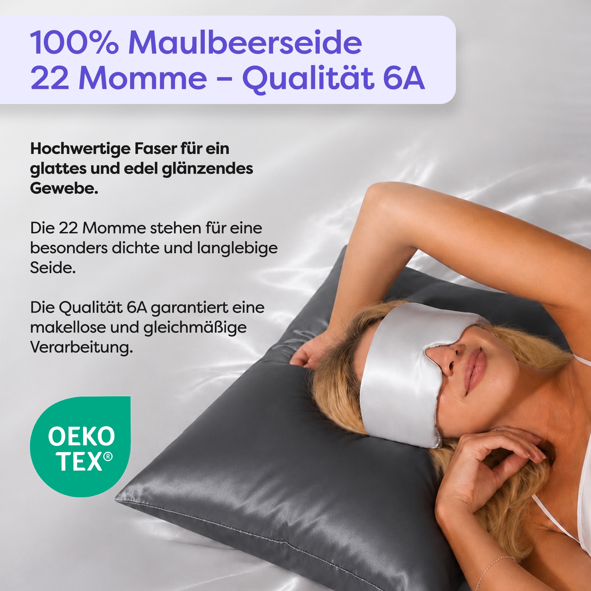 Wolkenfeld Kissenbezug »Seidenkissenbezug 100 % Maulbeerseide, 22 Momme, 6A, 40x80, OEKO-TEX« Sanft zu Haut und Haar, mit verdecktem Hotelverschluss & Geschenkbox
