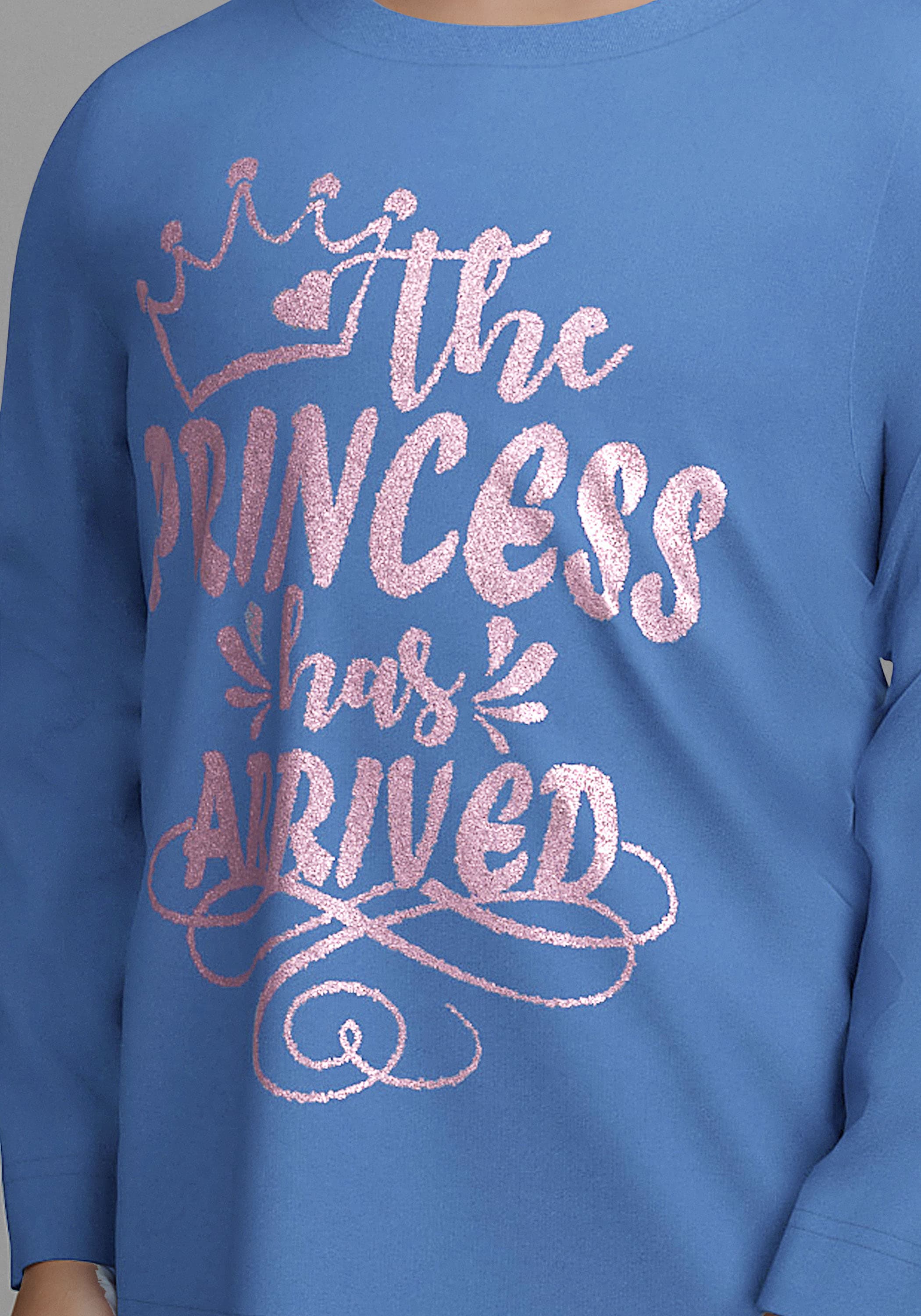 KIDSWORLD Langarmshirt »mit Glitzerprint: PRINCESS HAS ARRIVED«, Sprücheshirt, Glitzershirt für kleine Prinzessinnen